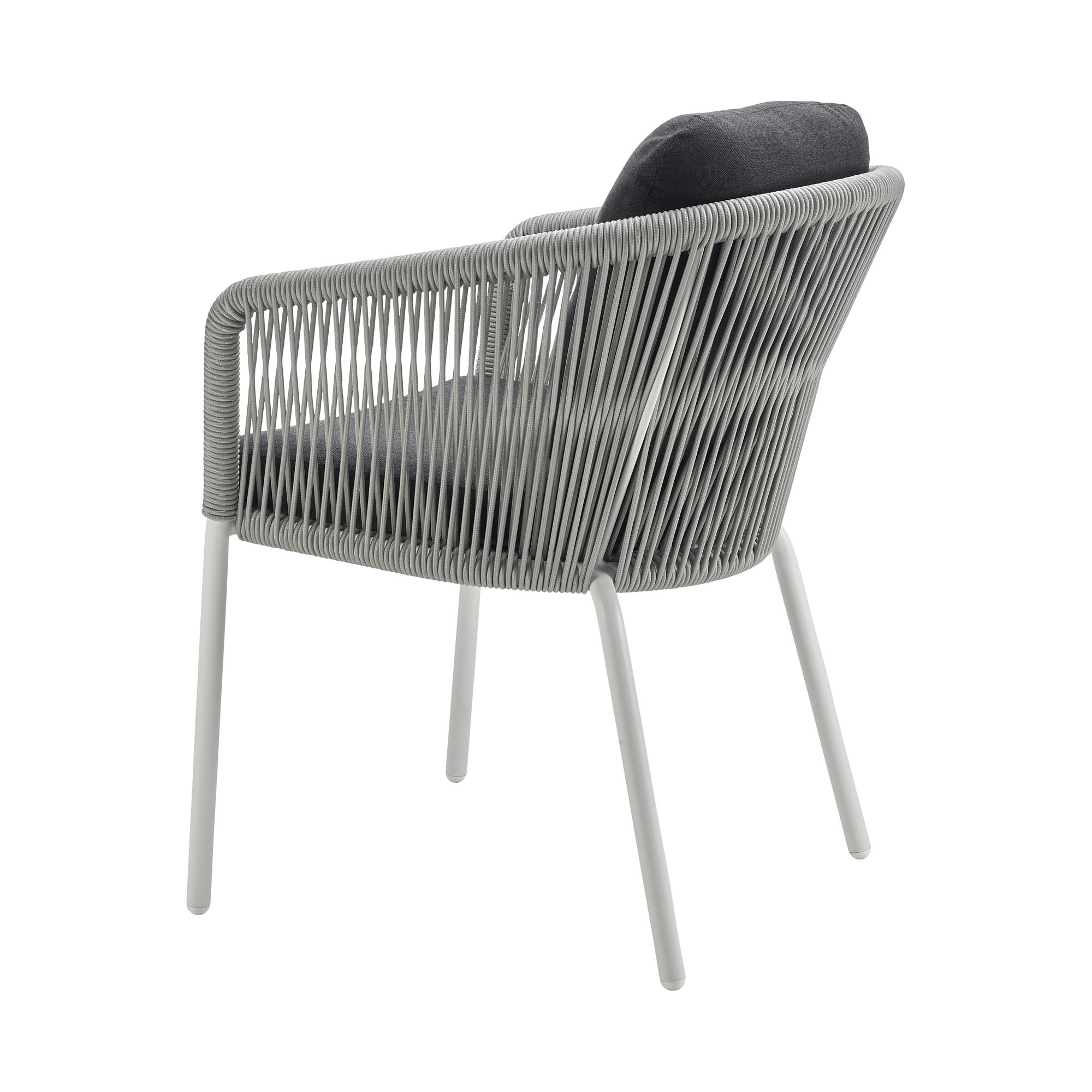 Dining Sessel Alu String-Flex white-grey / Bombay anthracite inkl. Rückenkissen