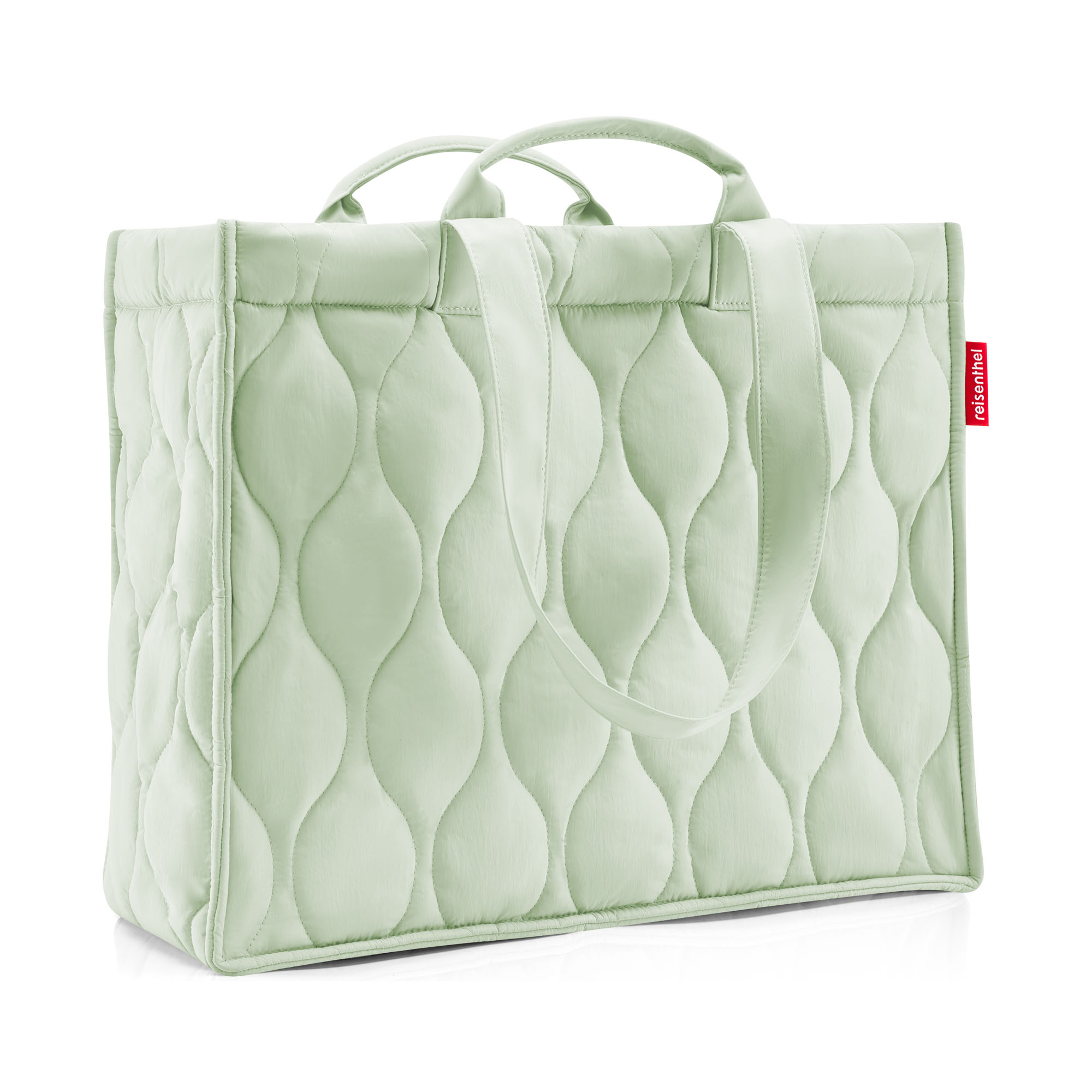 Shopper von Reisenthel, Modell Softshopper, in Hellgrün mit Steppstruktur, frontal mit sichtbaren langen Schulterhenkeln