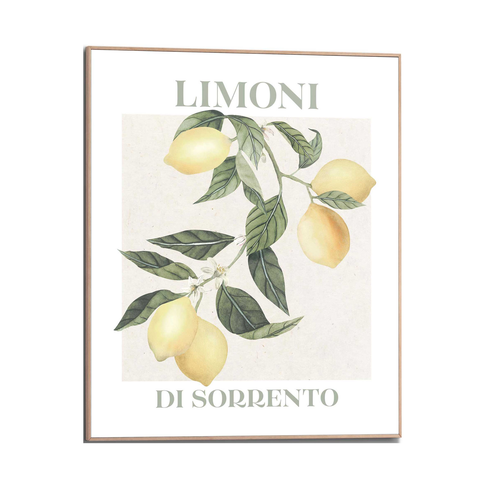 Frontansicht des Wandbilds „Limoni“ in Gelb, Größe 40 × 50 cm; das vollständige Motiv ist zu sehen.