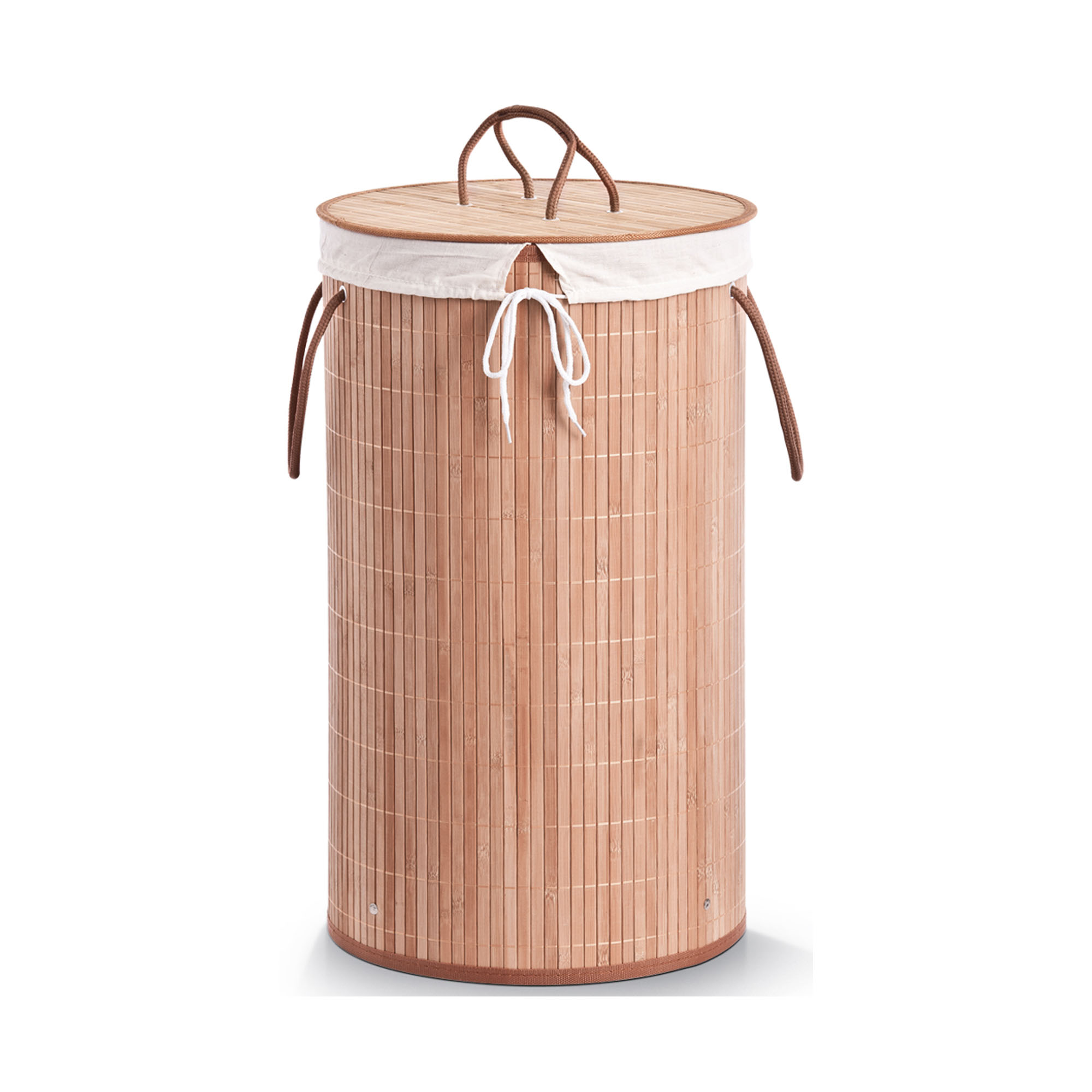 Zeller Wäschesammler; Farbe natur; Material Bambus; Maße ca. D 35 × 60 cm.