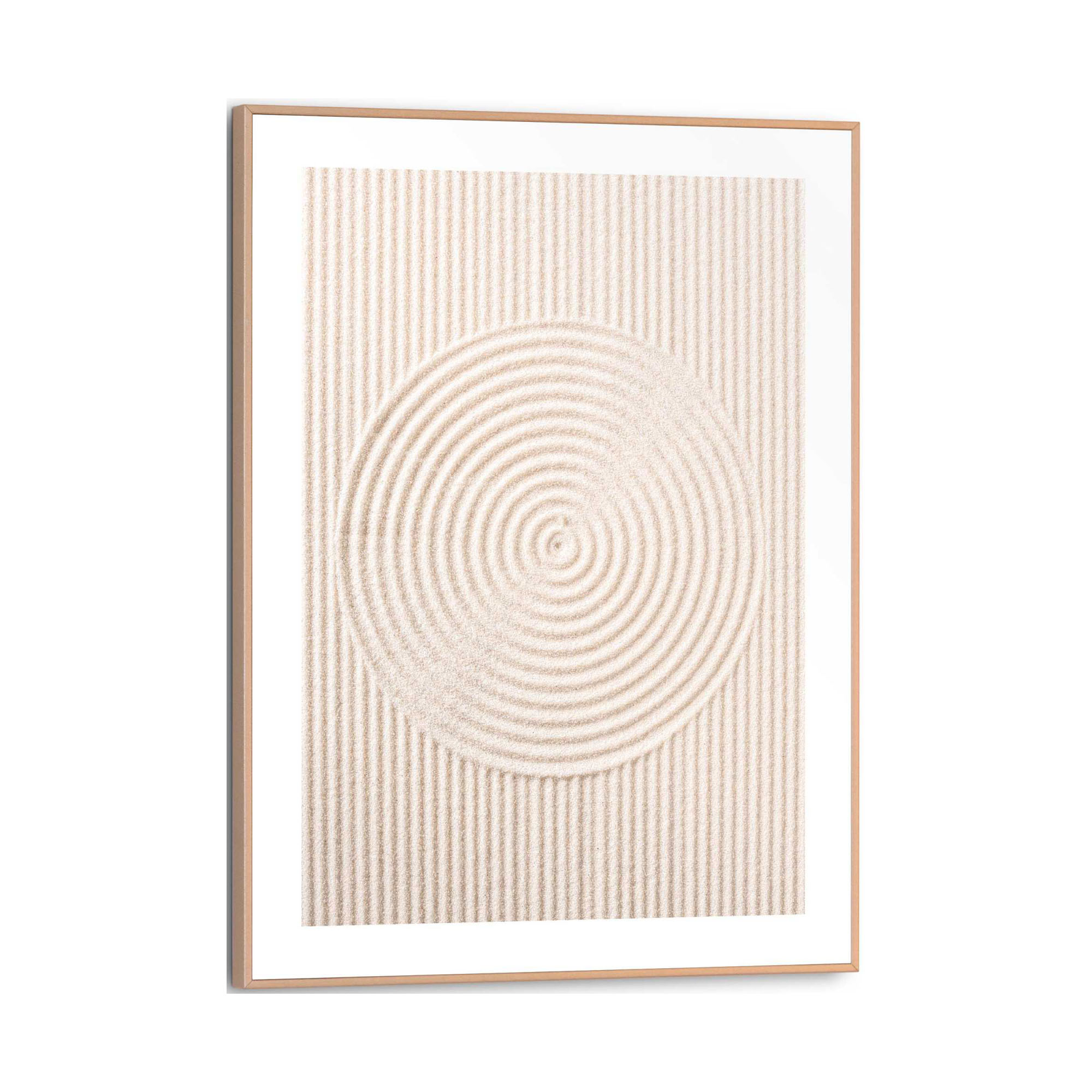 Frontansicht des Wandbilds „Sandy Circles“ in Beige, Größe 30 × 40 cm; das vollständige Motiv ist zu sehen.