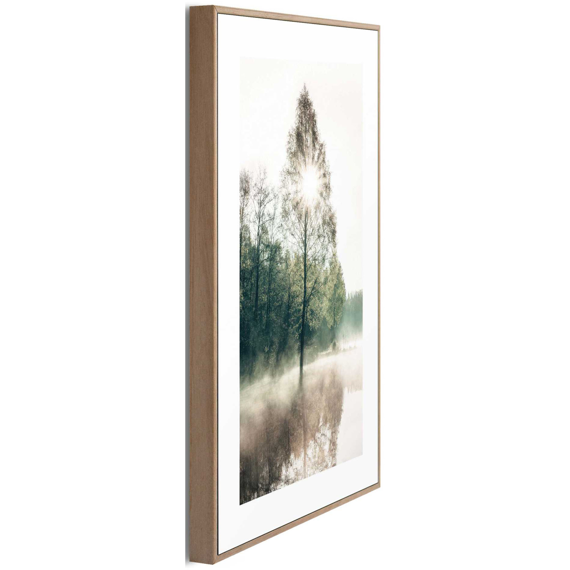 Seitliche Schrägansicht des Wandbilds „Sunny Tree“, 20 × 30 cm; Profil, Kante und Tiefe des Bildes sind erkennbar.