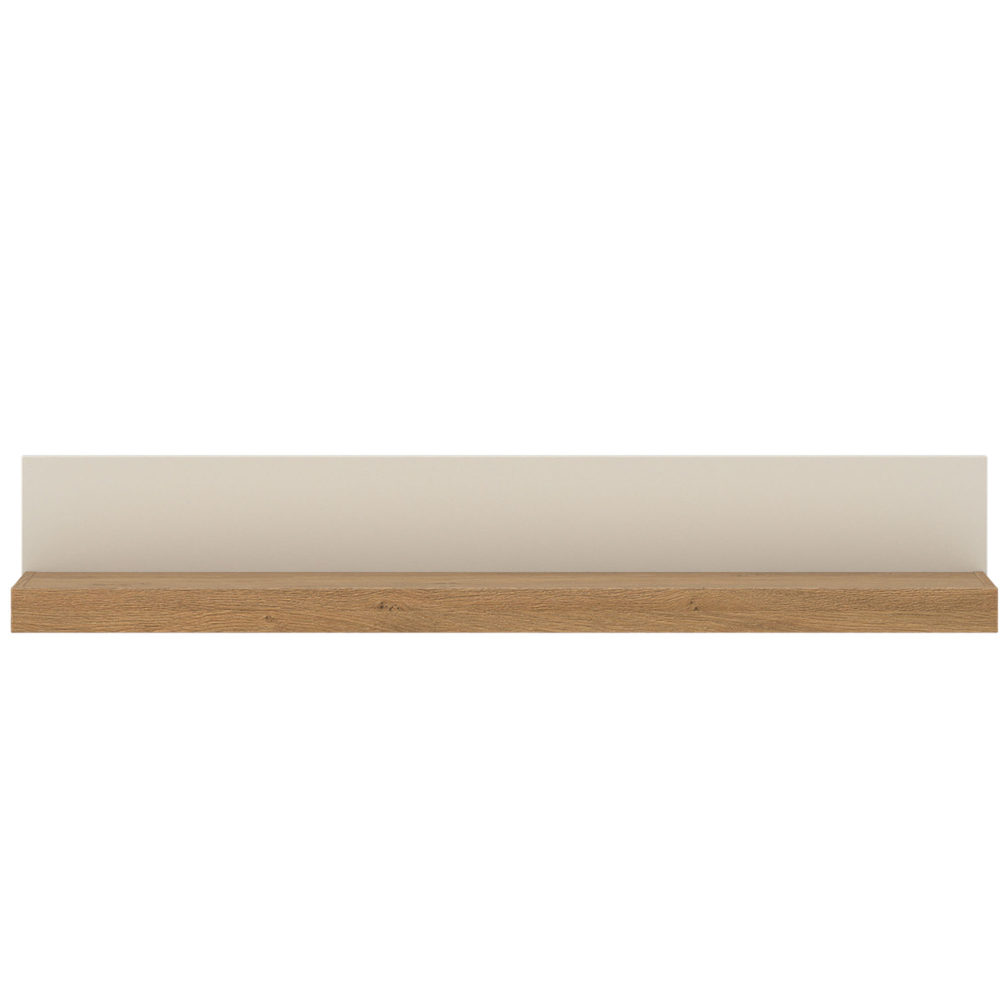 Breites Wandboard mit weißer Rückwand und Ablagefläche in Eiche für Wohn- und Esszimmer