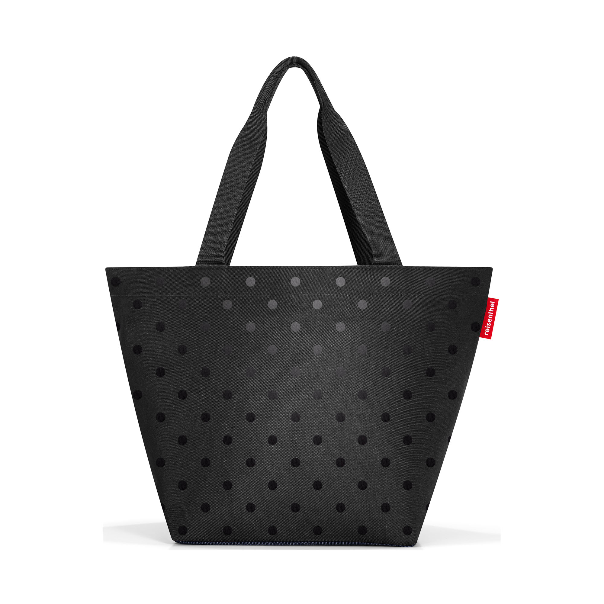 Rückansicht der schwarzen Reisenthel Shopper Tasche mit elegantem Punkte-Design