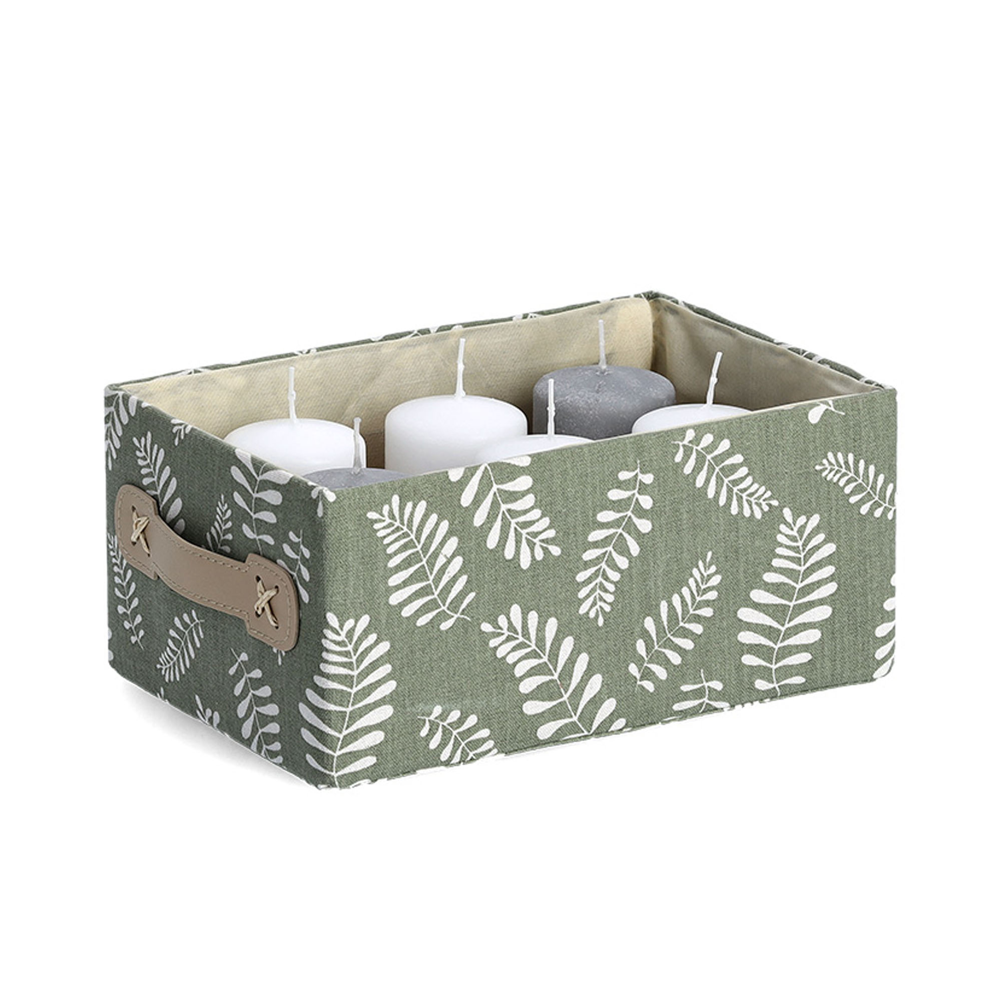 Weitere Produktansicht: Zeller Aufbewahrungsbox "Leaves"; Farbe grün; Material Baumwolle/Polyester; Maße ca. 28 × 19 × 13 cm.