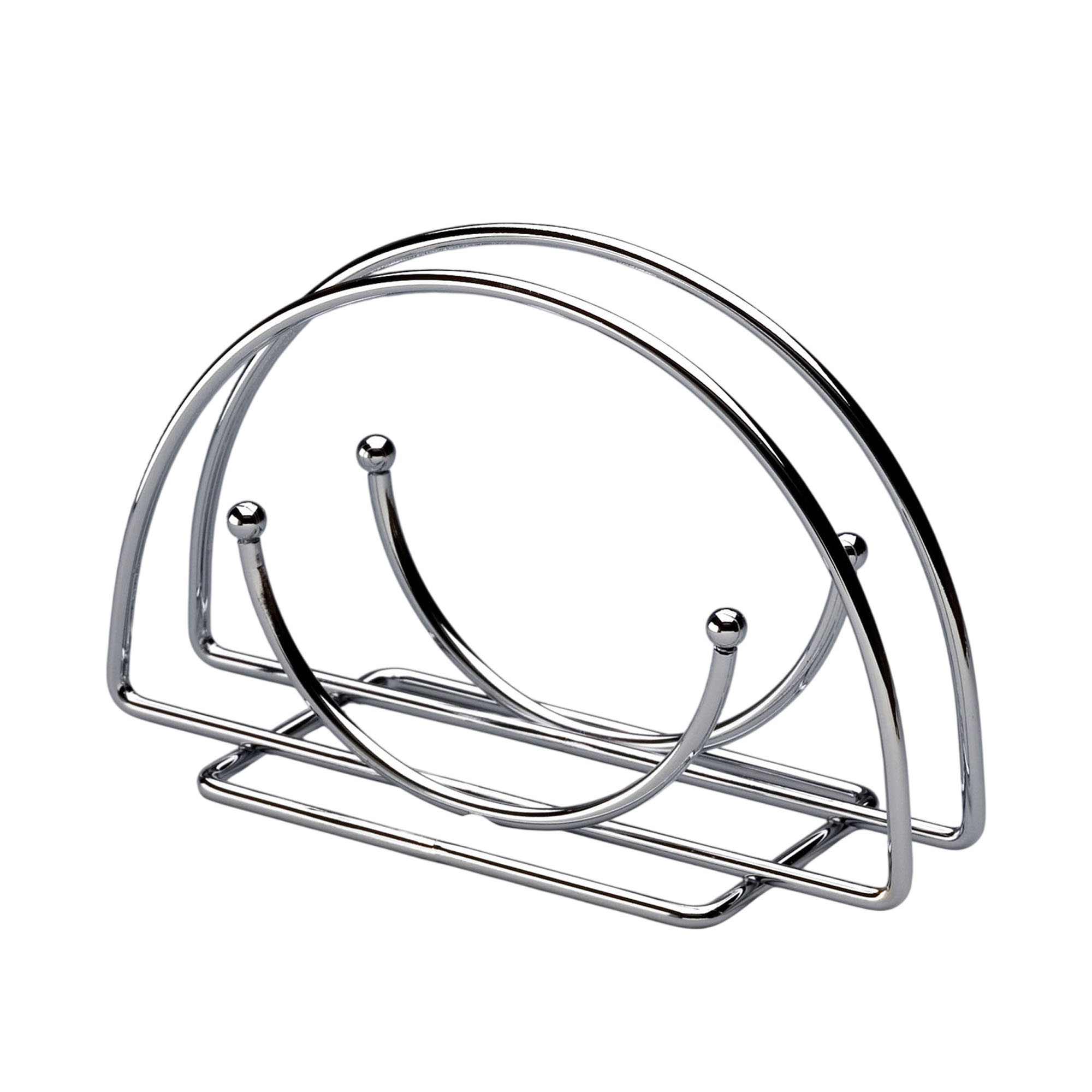 Serviettenhalter Life Style: Serviettenhalter aus glänzendem Draht mit zwei bogenförmigen Seiten und gebogenen Haltestreben.