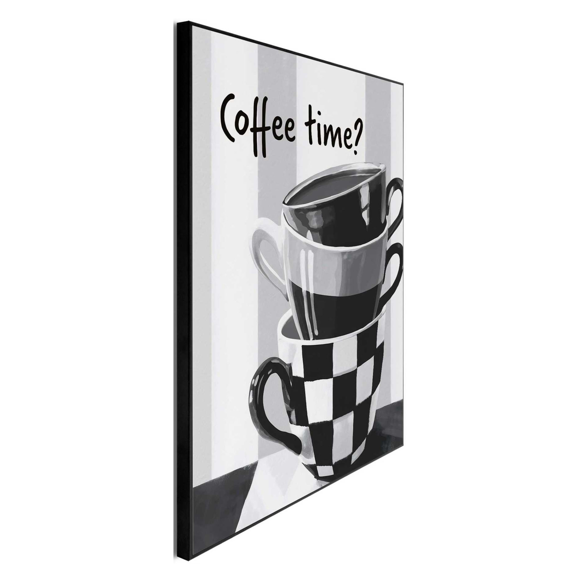 Seitliche Schrägansicht des Wandbilds „Coffee Time“, 40 × 50 cm; Profil, Kante und Tiefe des Bildes sind erkennbar.
