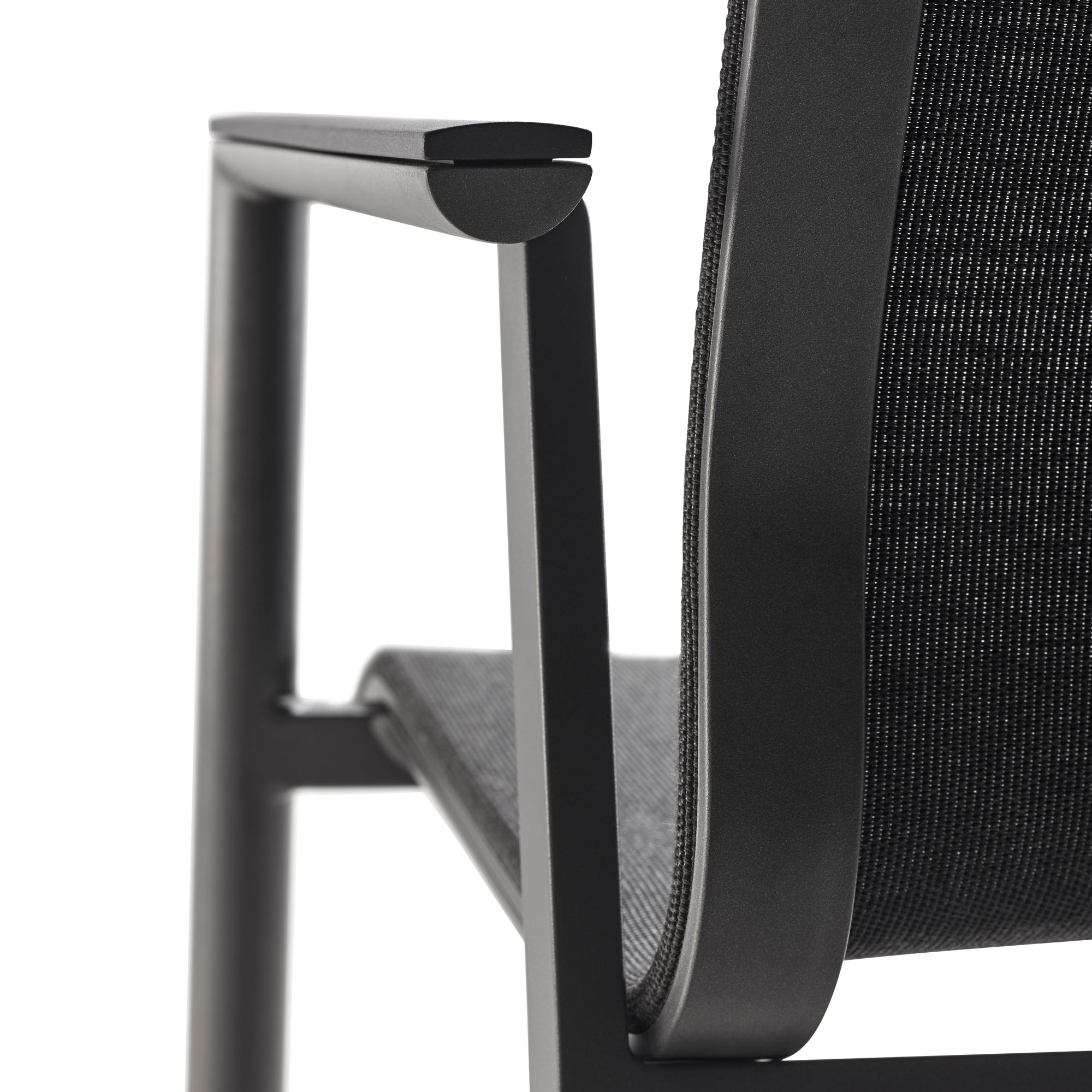 Stapelsessel Alu anthracite mit Alu Armlehnen Onlay black / softex coal
