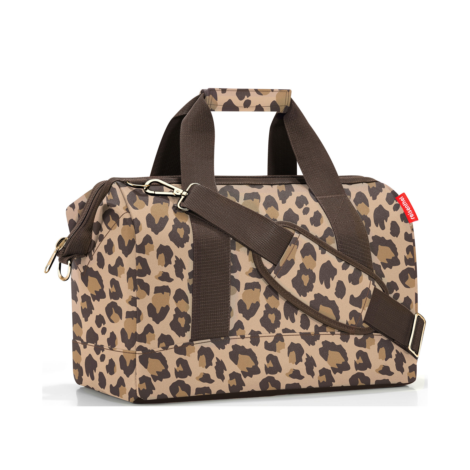Reisenthel Reisetasche mit beigem Leo-Muster und abnehmbarem Schultergurt
