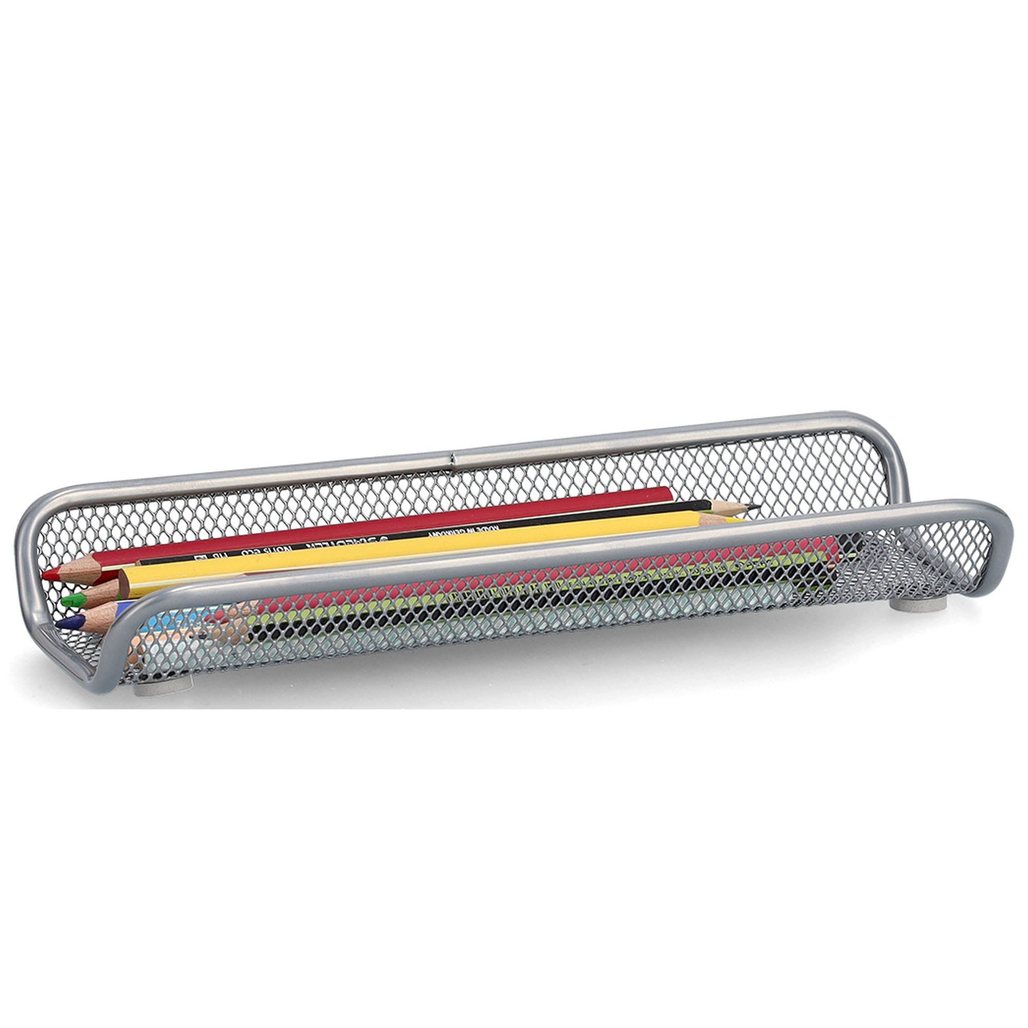 Alternative Ansicht: Zeller Bleistiftablage; Farbe silber; Material Mesh; Maße ca. 25 × 9 × 3,5 cm.