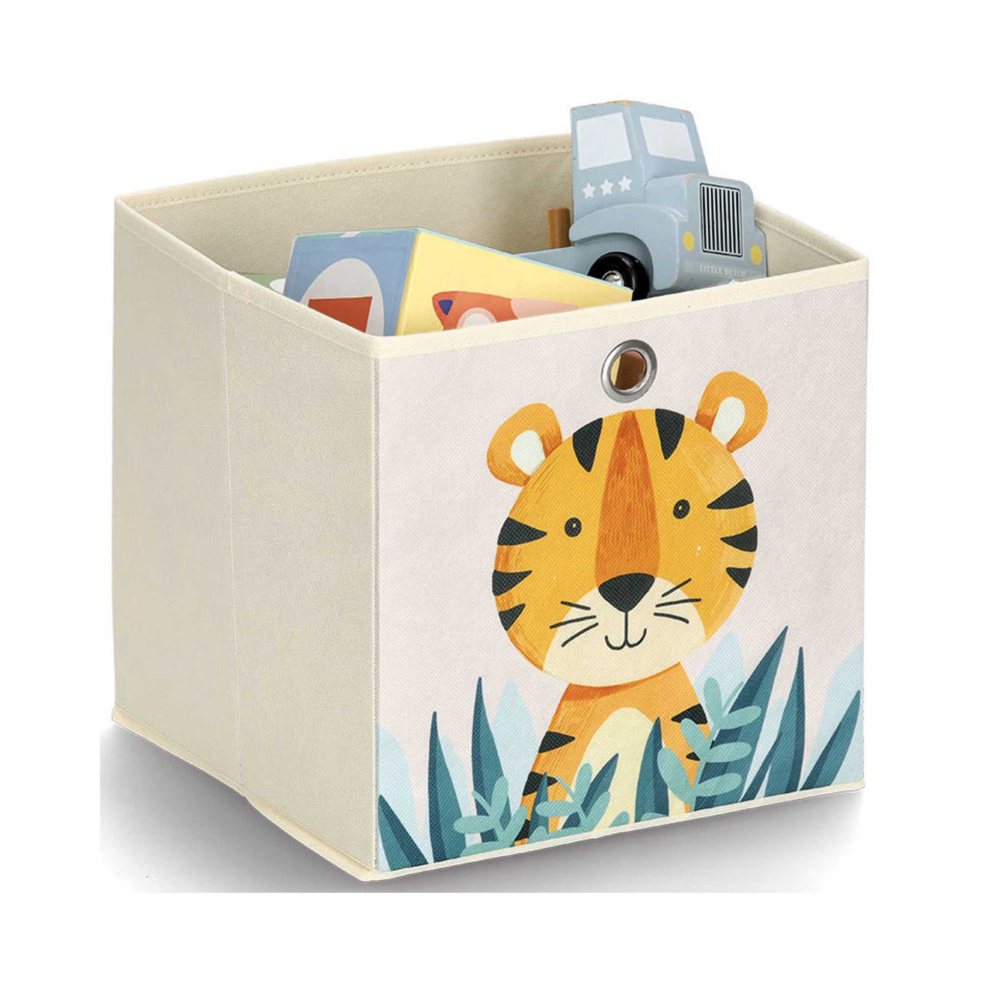 Weitere Produktansicht: Zeller Aufbewahrungsbox "Tiger"; Farbe beige; Material Vlies; Maße ca. 28 × 28 × 28 cm.
