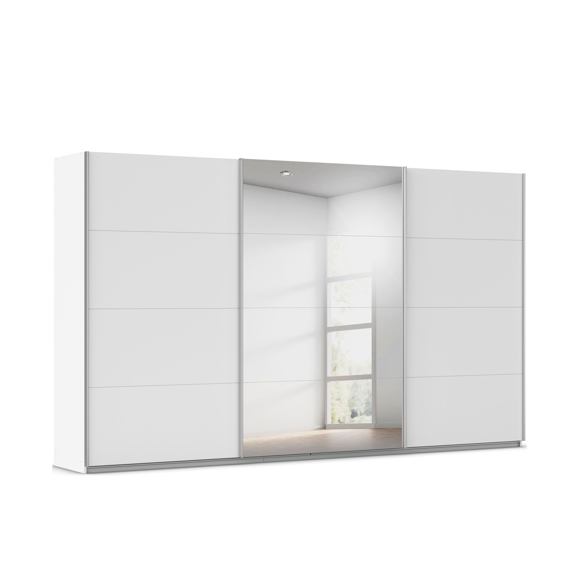 Schwebetürenschrank 3-türig 1 Spiegeltüre alpinweiß