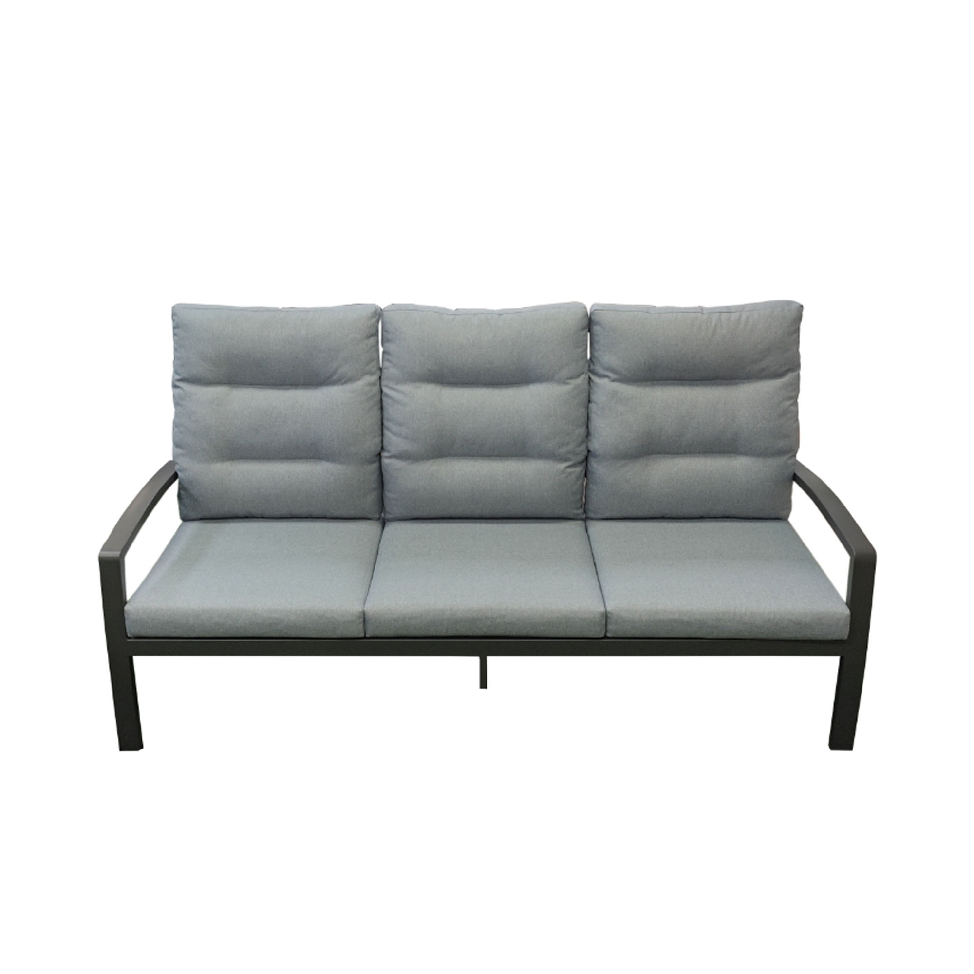 Sofa mit gepolsterter Sitzfläche und Rückenlehne frontal dargestellt
