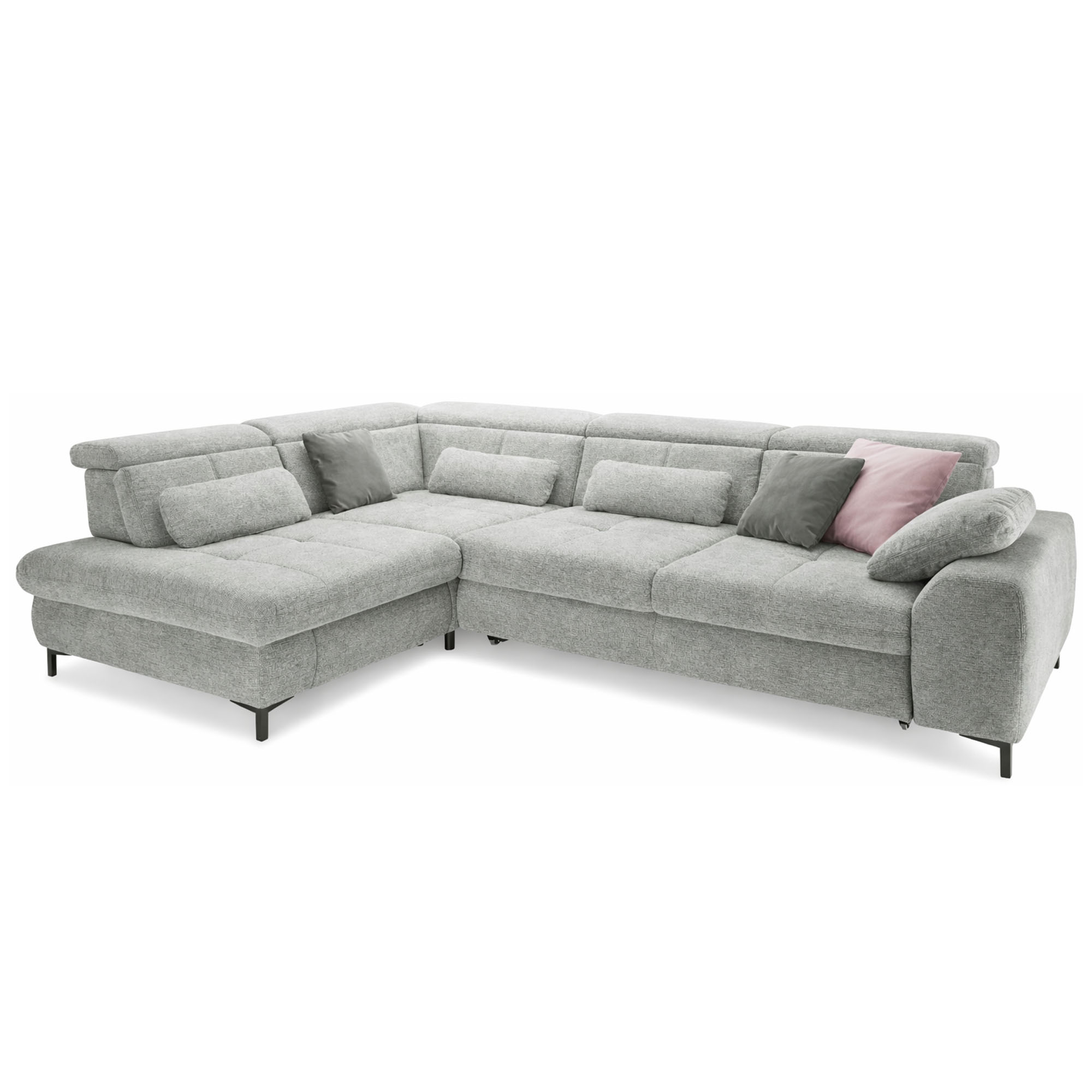 Ecksofa Musterring SO 3400 mit Longchair und mehreren Rückenkissen in Frontansicht