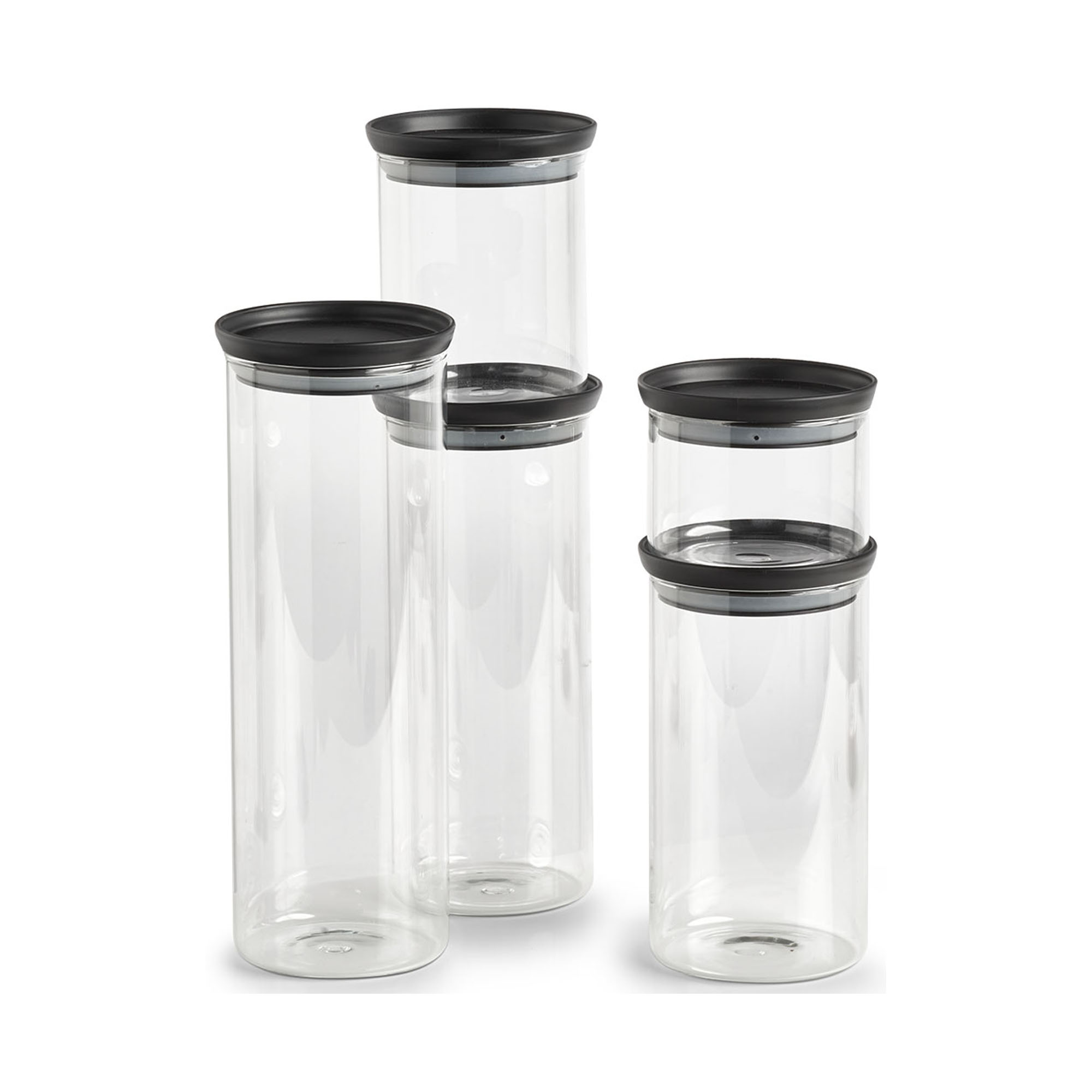 Weitere Produktansicht: Zeller Vorratsglas m.Kunststoffdeckel; Farbe schwarz; Material Borosilikat Glas/ Kunststoff (PP); Maße ca. D 10,3 × 13 cm.