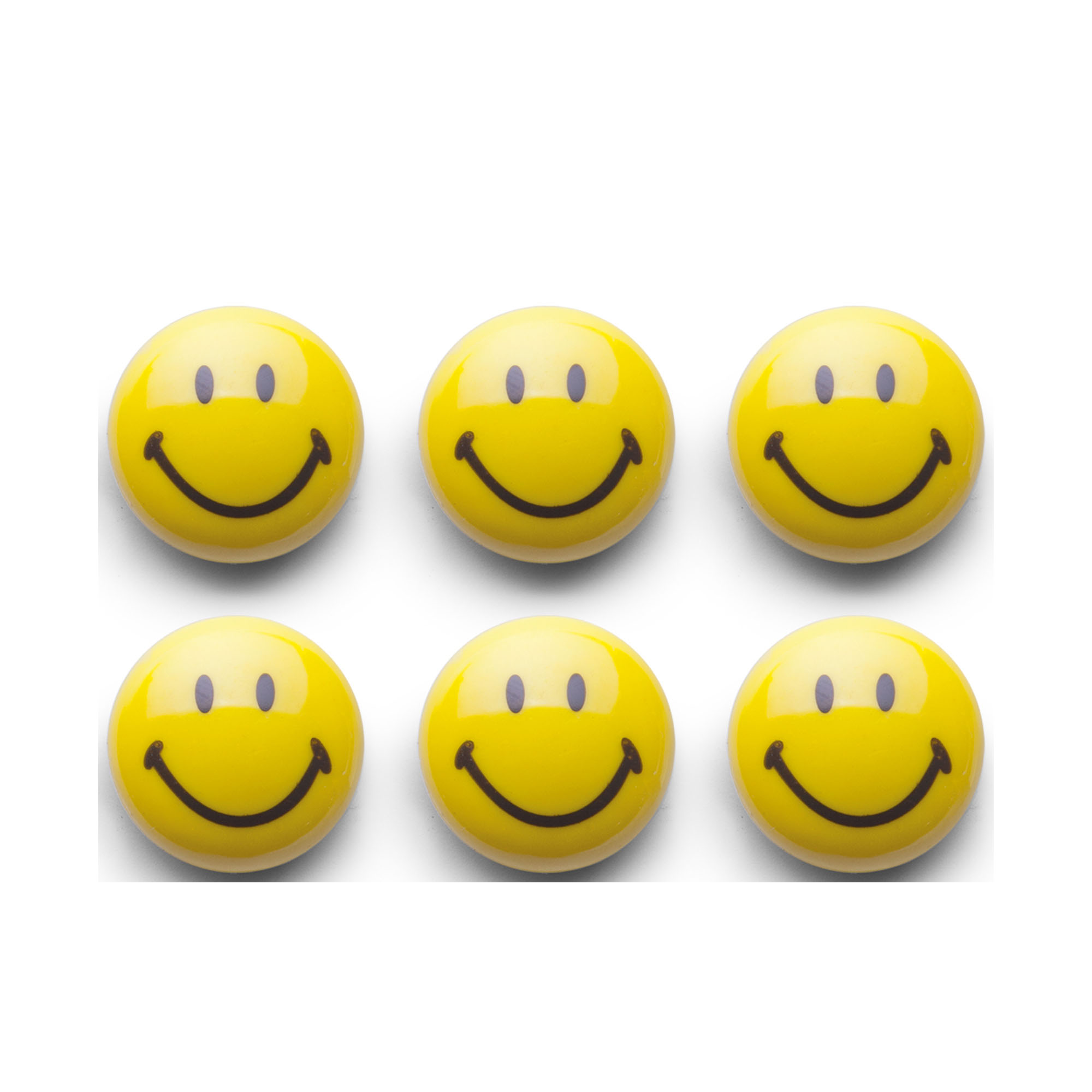 Zeller Magnet-Set "Smiley" 6tlg.; Farbe gelb; Material Kunststoff; Ausführung: 6-tlg.; Maße ca. D 3 cm.