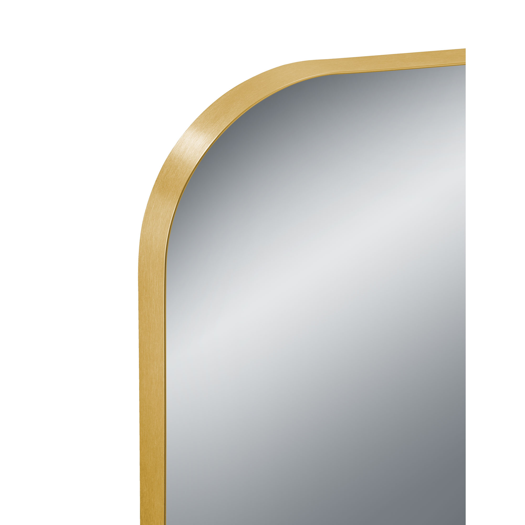 Spiegel Britta in Gold, als Nahaufnahme von Rahmen und Spiegelkante; Maße ca. 50 x 150 x 2,8 cm.