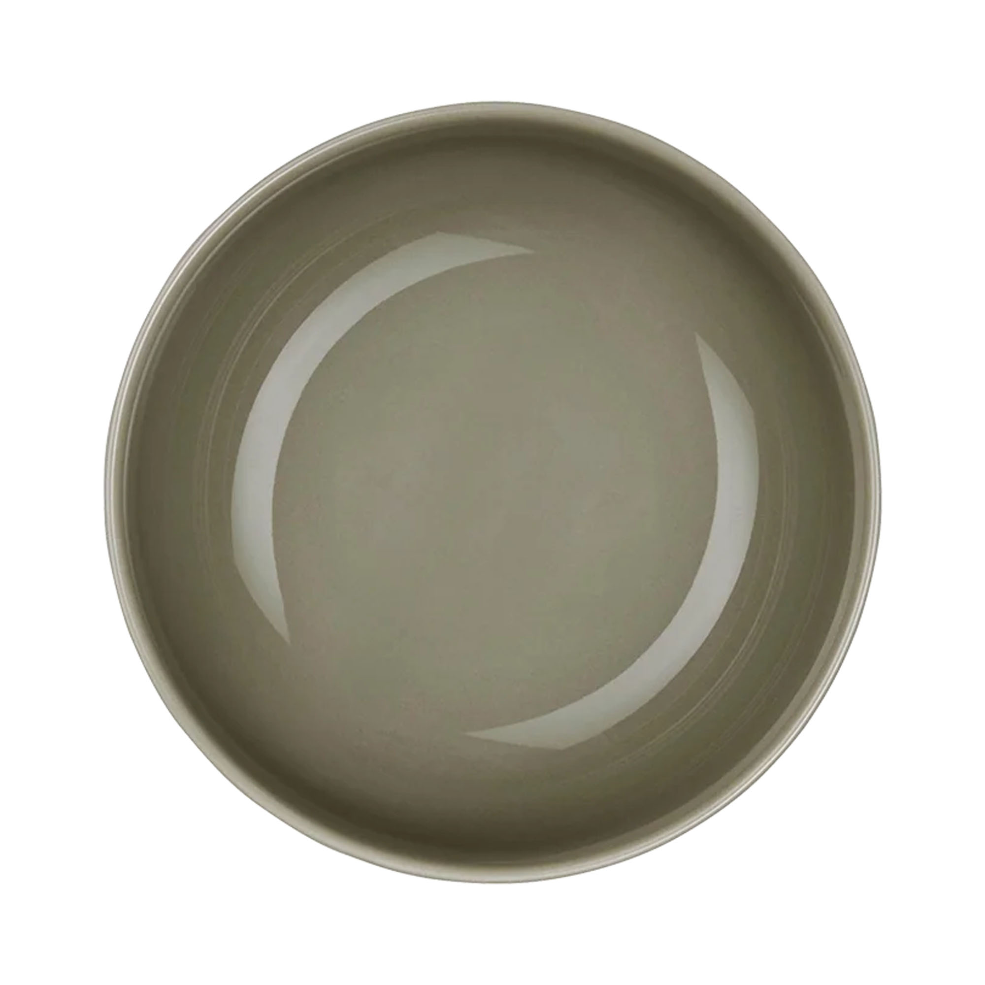 Draufsicht auf Schale der Serie Coppa, Farbe Grün; Rand und Innenfläche sind erkennbar.