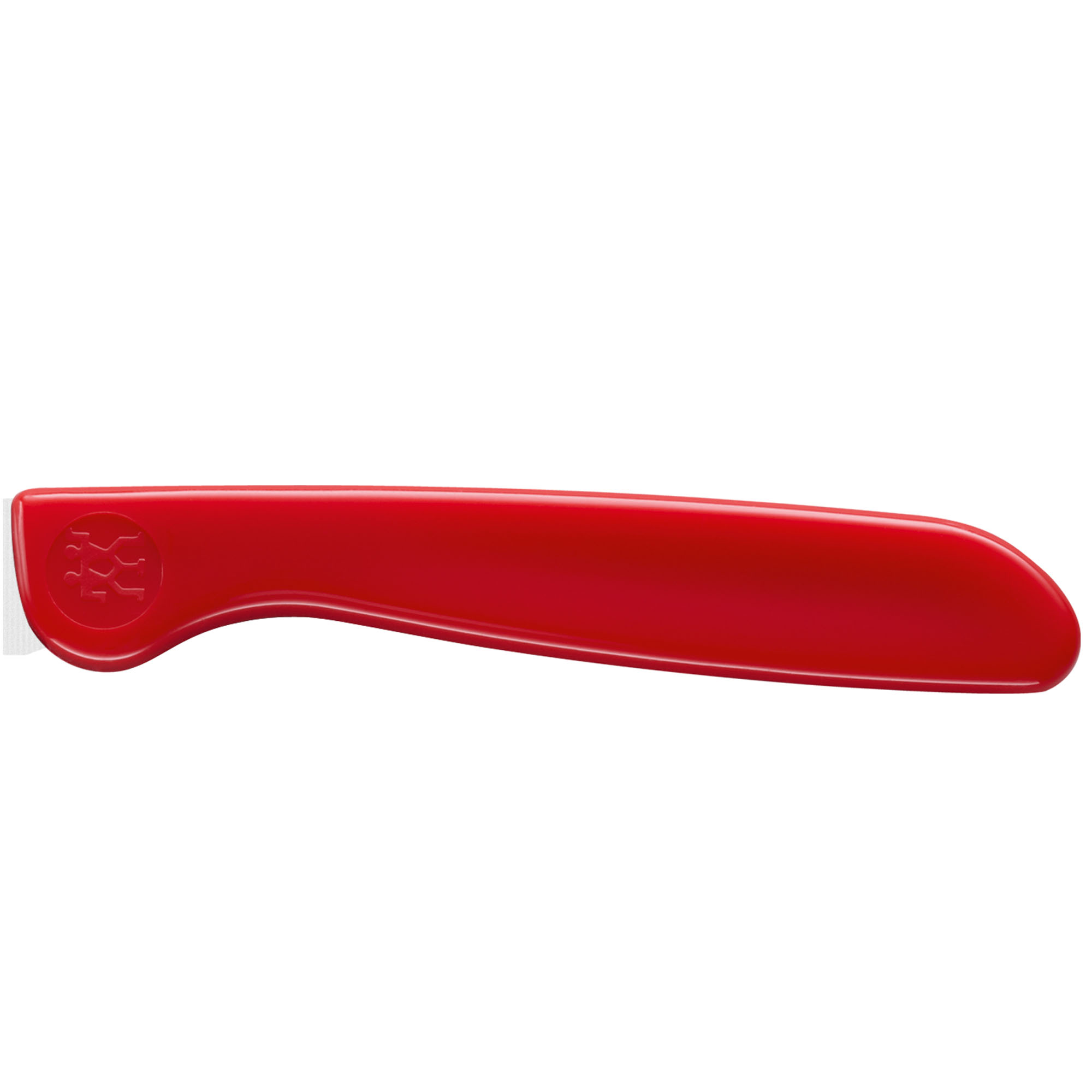 Kleines Gemüsemesser mit kurzer Klinge, Serie Twin Grip von ZWILLING, in Rot, Klingenlänge 70 mm, freigestellt auf weißem Hintergrund.