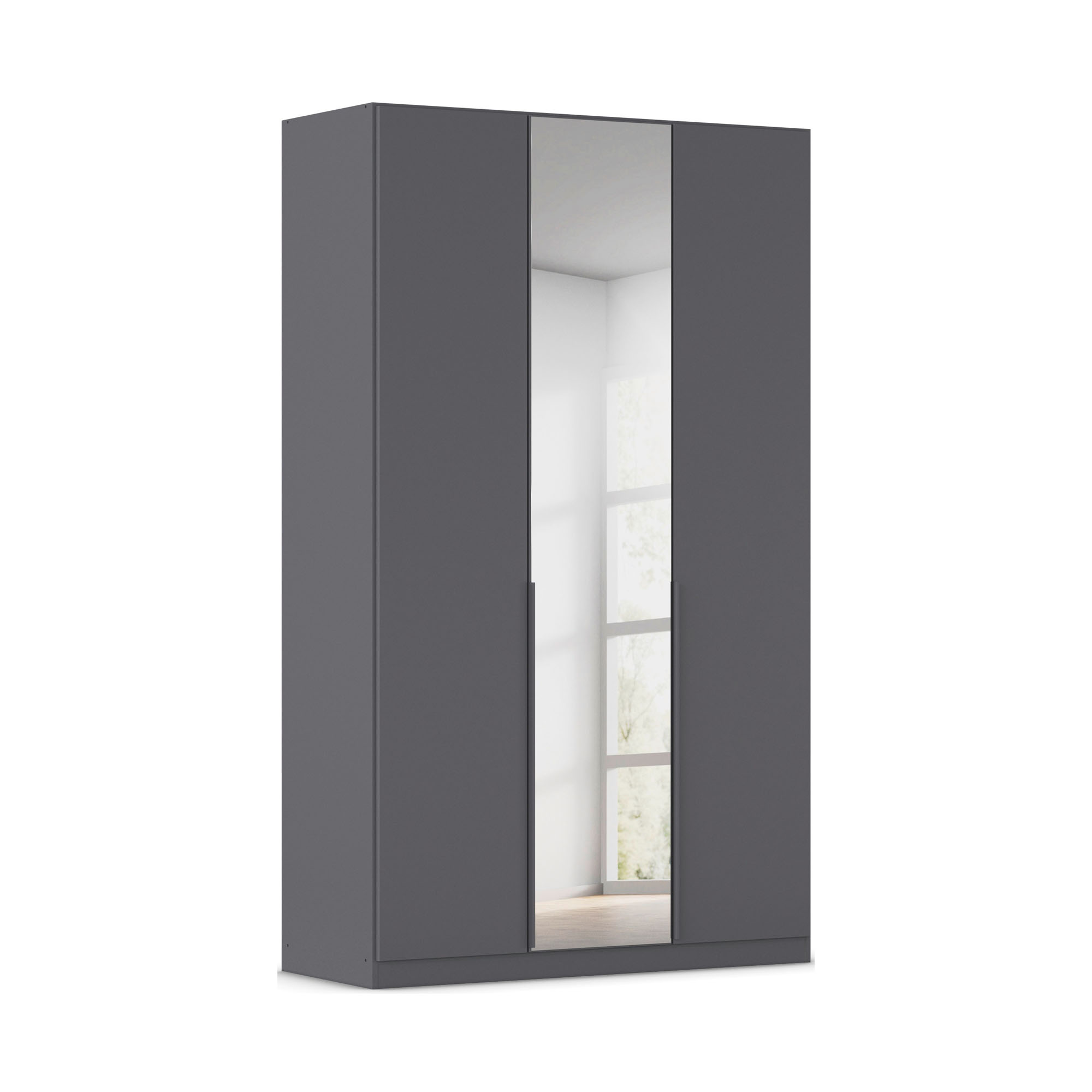 Drehtürenschrank 3-türig 1 Spiegeltüre grau metallic