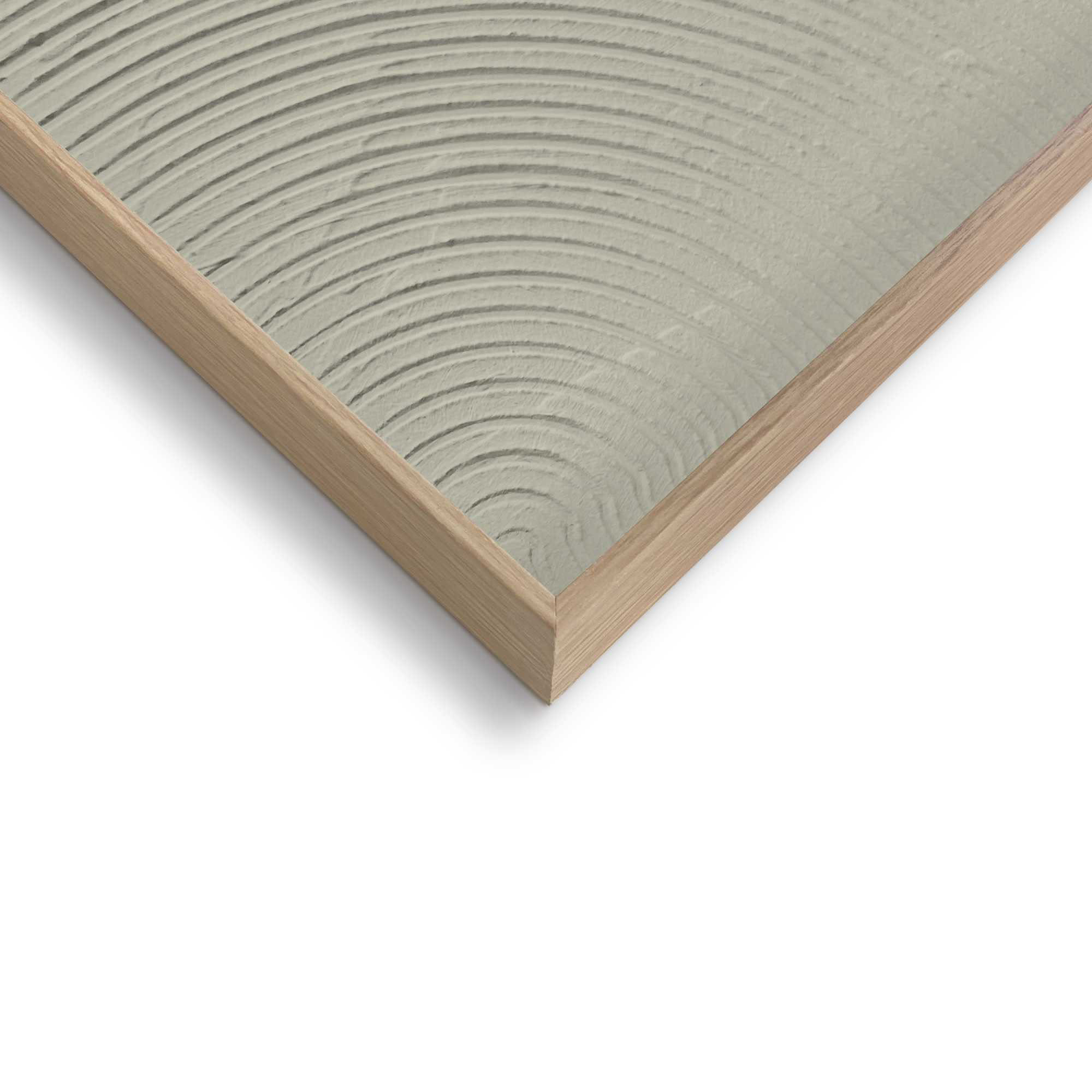 Detailaufnahme einer Ecke des Wandbilds „Arches - sage green“, 30 × 40 cm; Oberfläche, Kante und Materialstärke sind sichtbar.