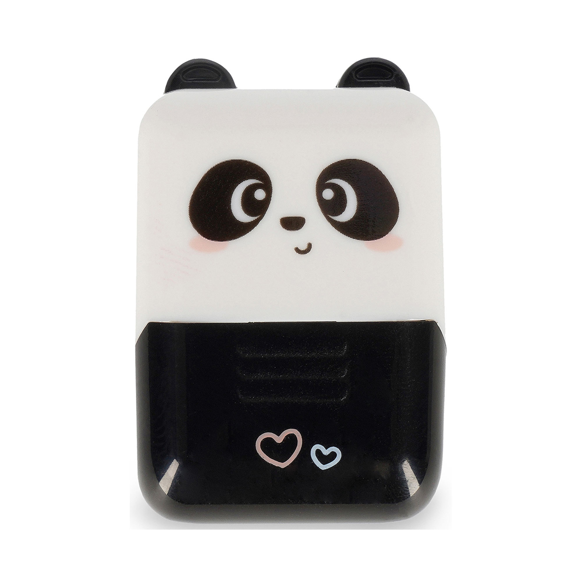 Deko-Rollstempel im Panda-Design, geschlossen als kompakte Tierfigur frontal dargestellt.