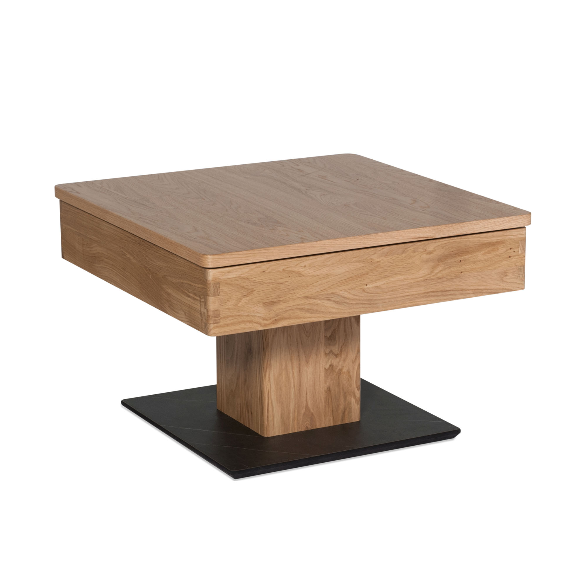 Couchtisch aus massivem Wildeicheholz, Stellmaß 67x43x67 cm