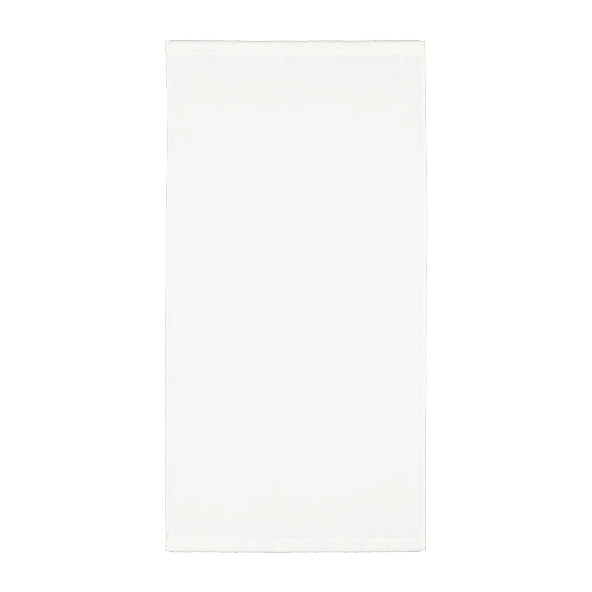 Handtuch in der Farbe Weiß, flach auf weißem Hintergrund gezeigt; gleichmäßige Frotteeoberfläche und saubere Säume sind sichtbar.