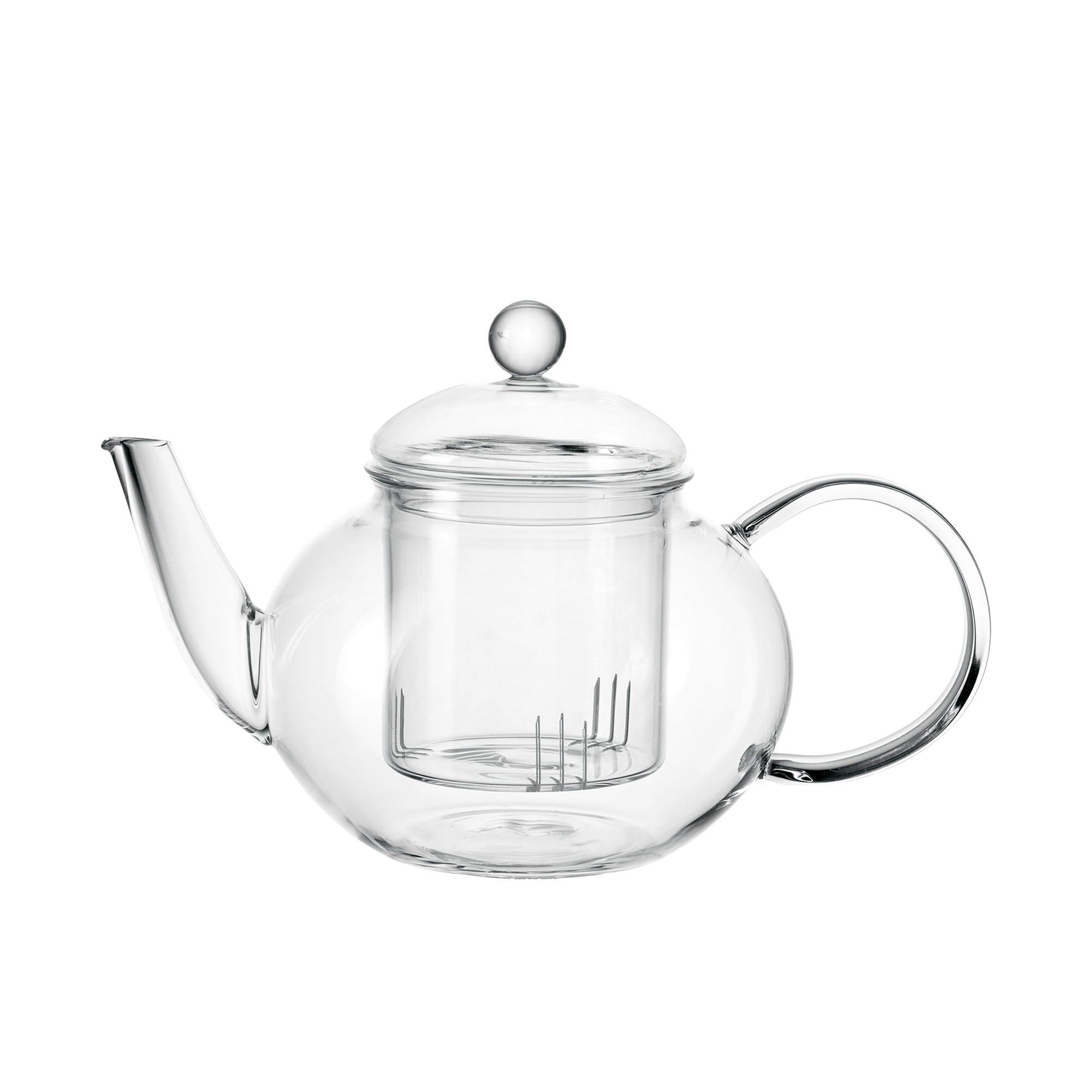 Transparente Teekanne aus Glas mit integriertem Teesieb und Deckel