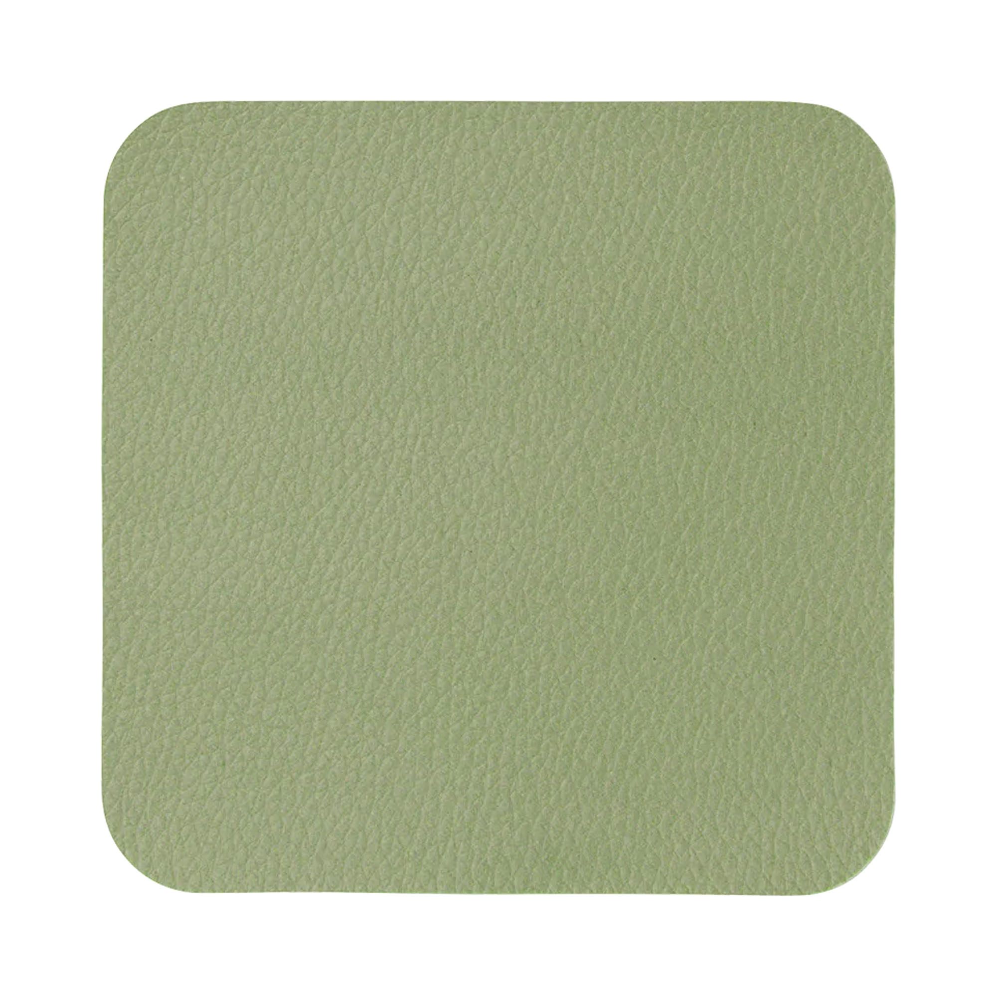 4er Set Untersetzer der Serie Leather Optic, Farbe Grün; flache Produktansicht mit sichtbarer Oberflächenstruktur.