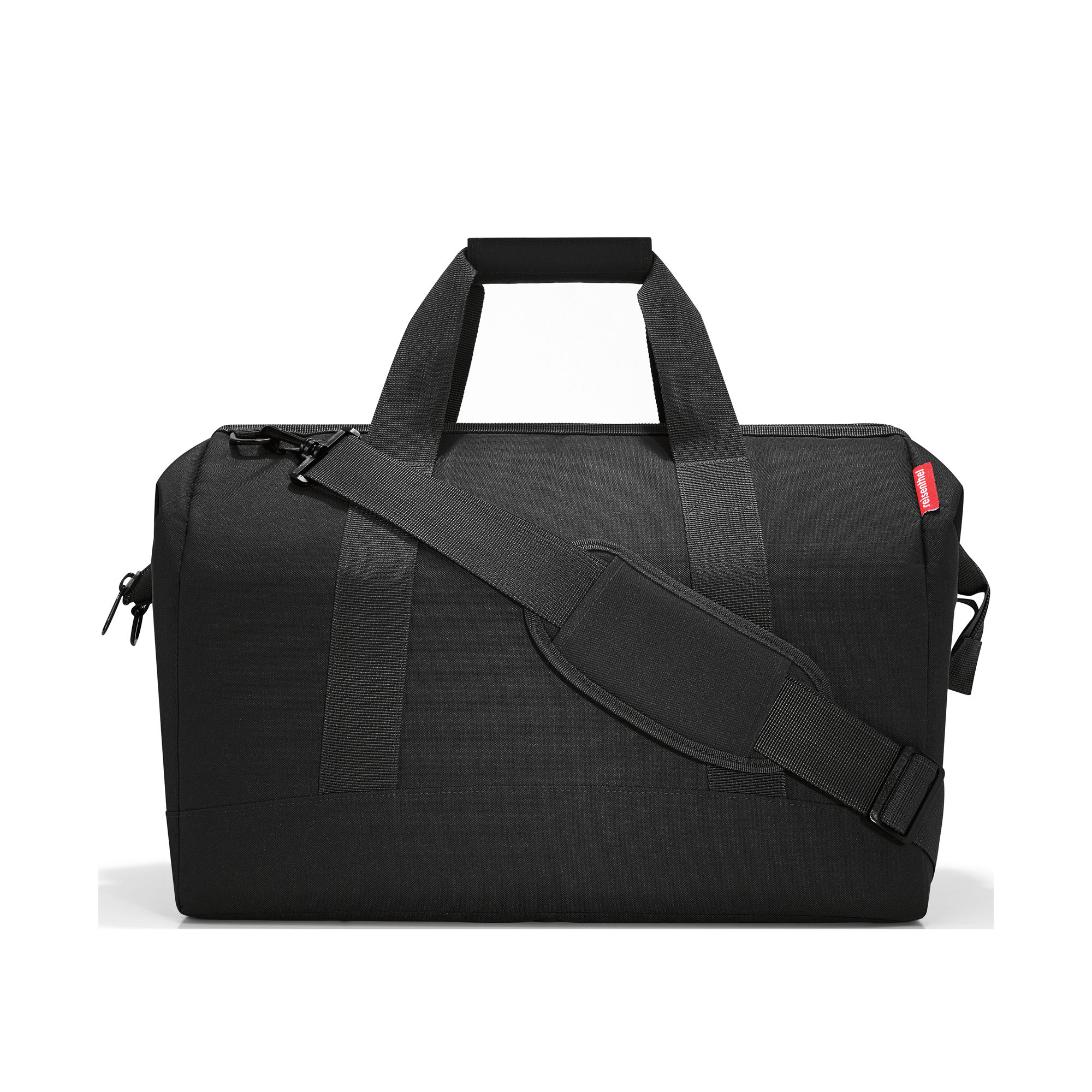 Schwarze Reisetasche von Reisenthel mit Tragegriffen und Schultergurt