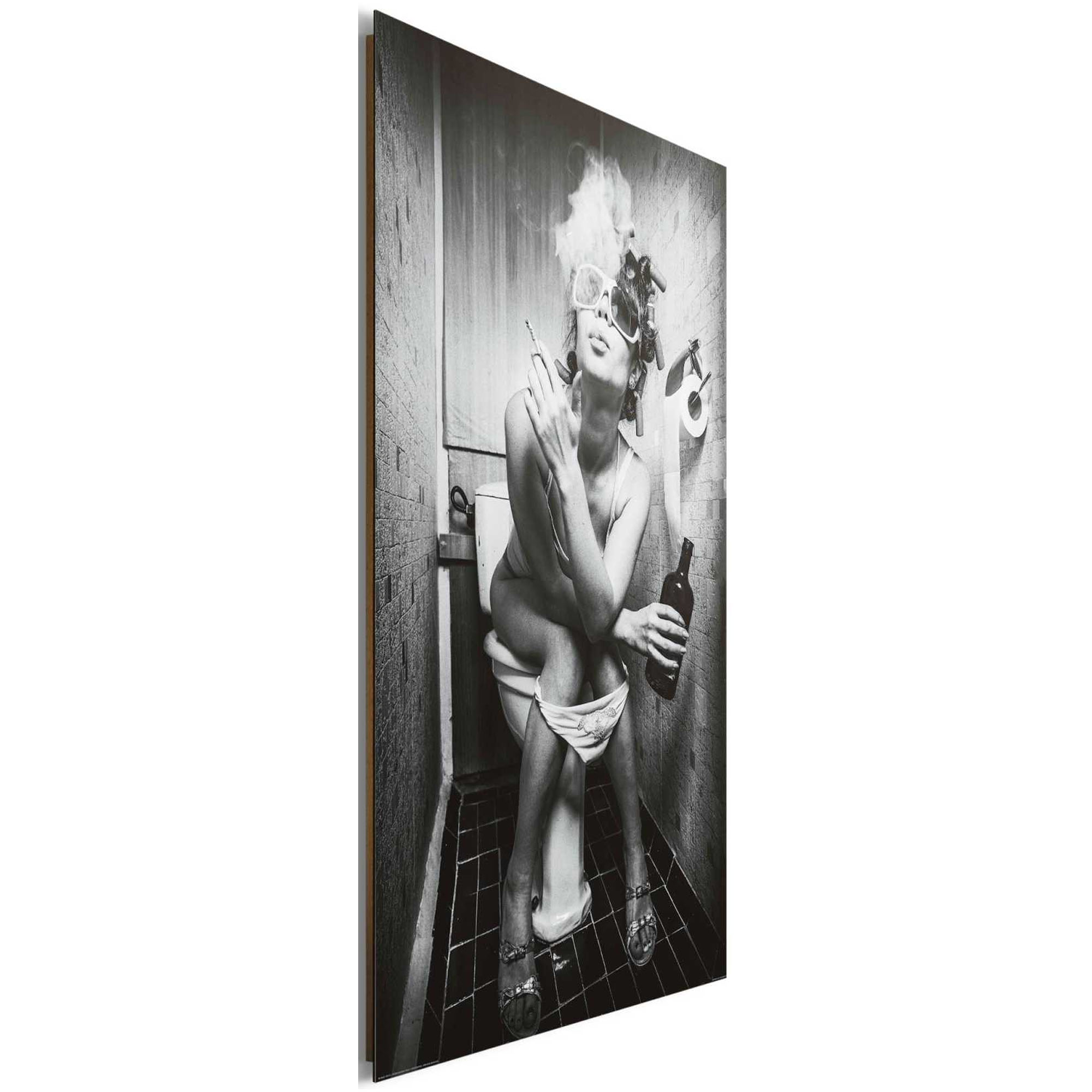 Seitliche Schrägansicht des Wandbilds „Toilet Pic“, 60 × 90 cm; Profil, Kante und Tiefe des Bildes sind erkennbar.