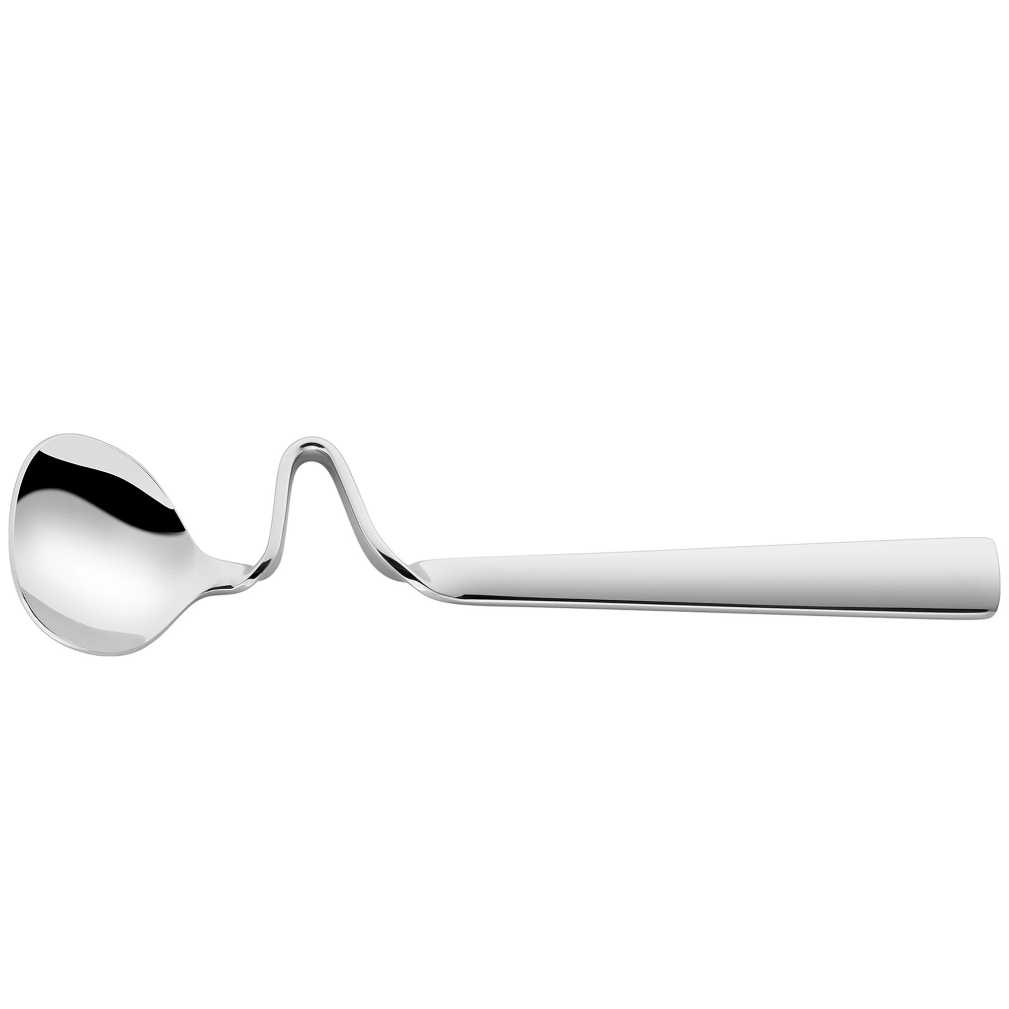 Metallener Honiglöffel mit geschwungenem Griff, Serie Dinner von ZWILLING, 14 cm, polierte Oberfläche, freigestellt auf weißem Hintergrund.