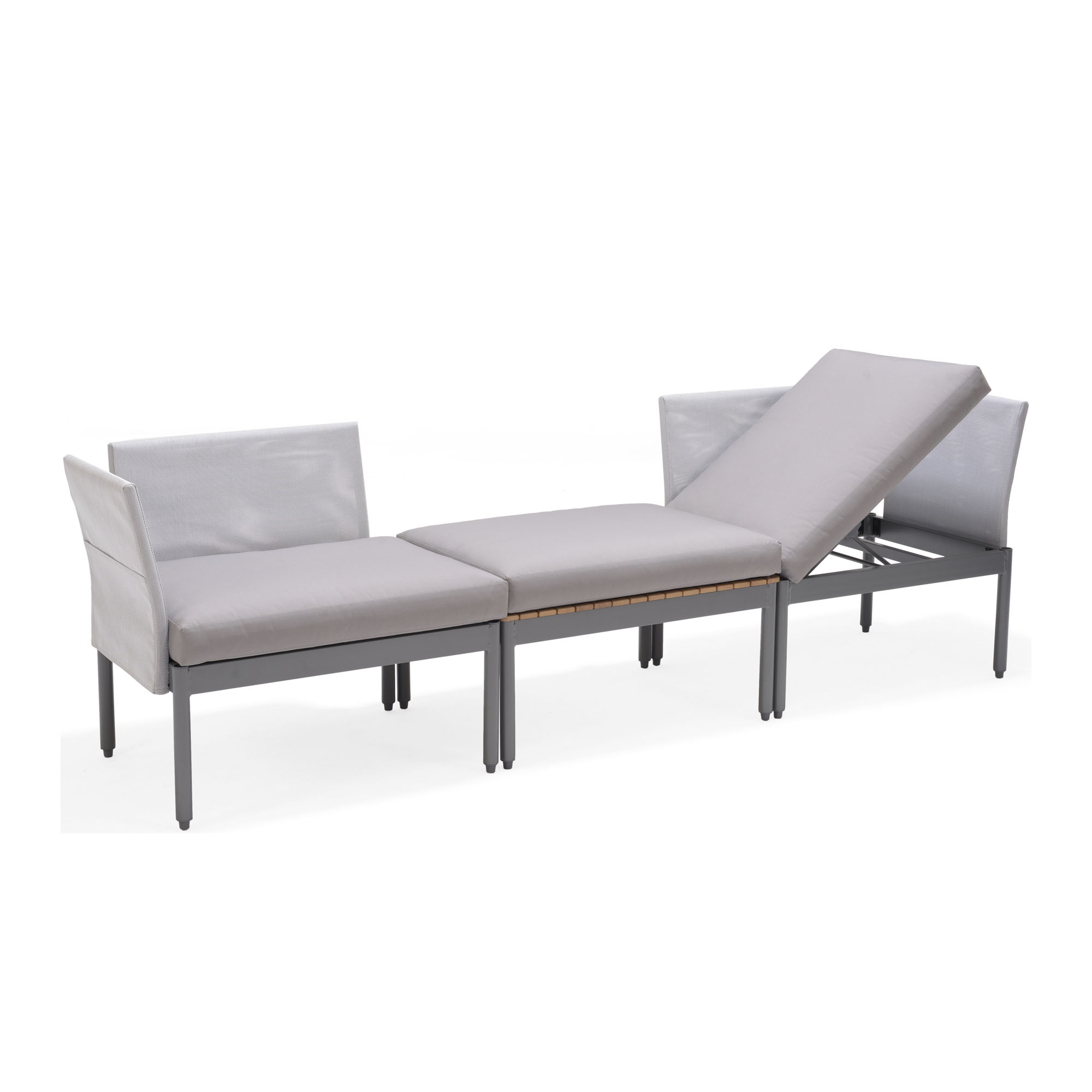 modulares Balkonset Aluminium inkl. Sitzkissen, Rückenkissen