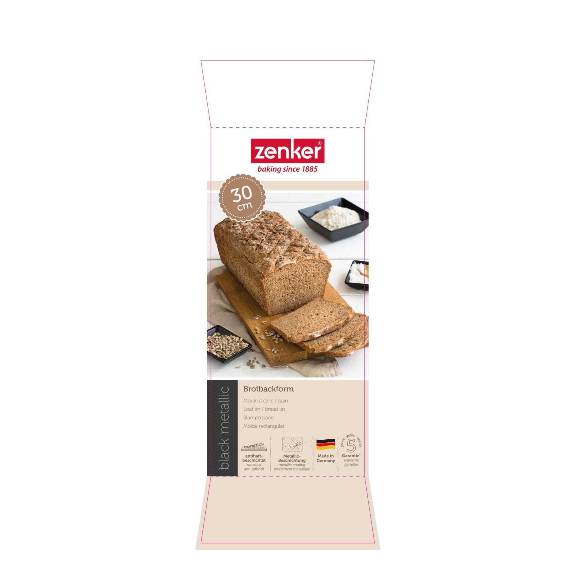 Stanzlayout der Verpackung für Brotbackform 30 cm