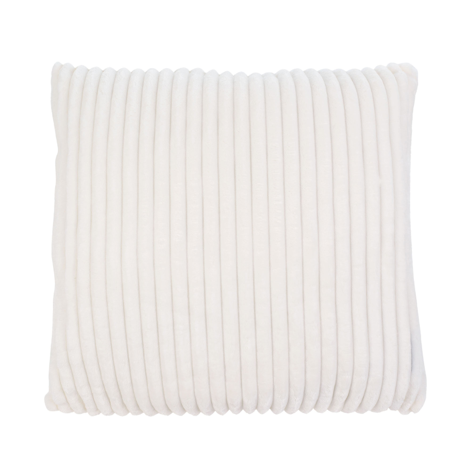 Quadratisches Komplettkissen Modell Cord in Wollweiß, ca. 50 × 50 cm.