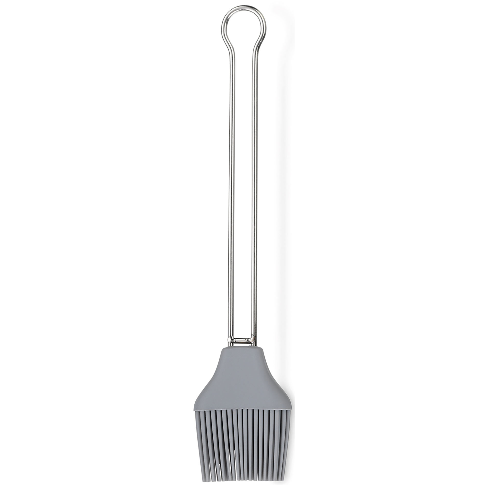Grauer Backpinsel aus Silikon mit langem Edelstahlgriff