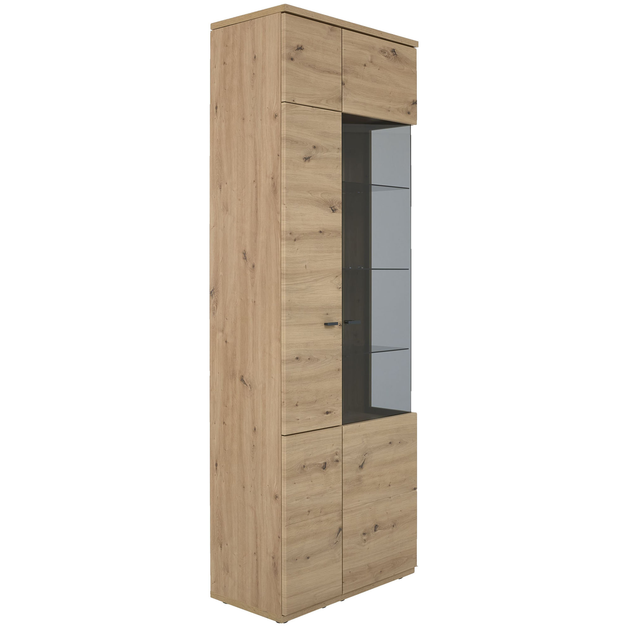 Interliving 2110 Vitrine in Holzoptik mit Glastür und mehreren Glasböden