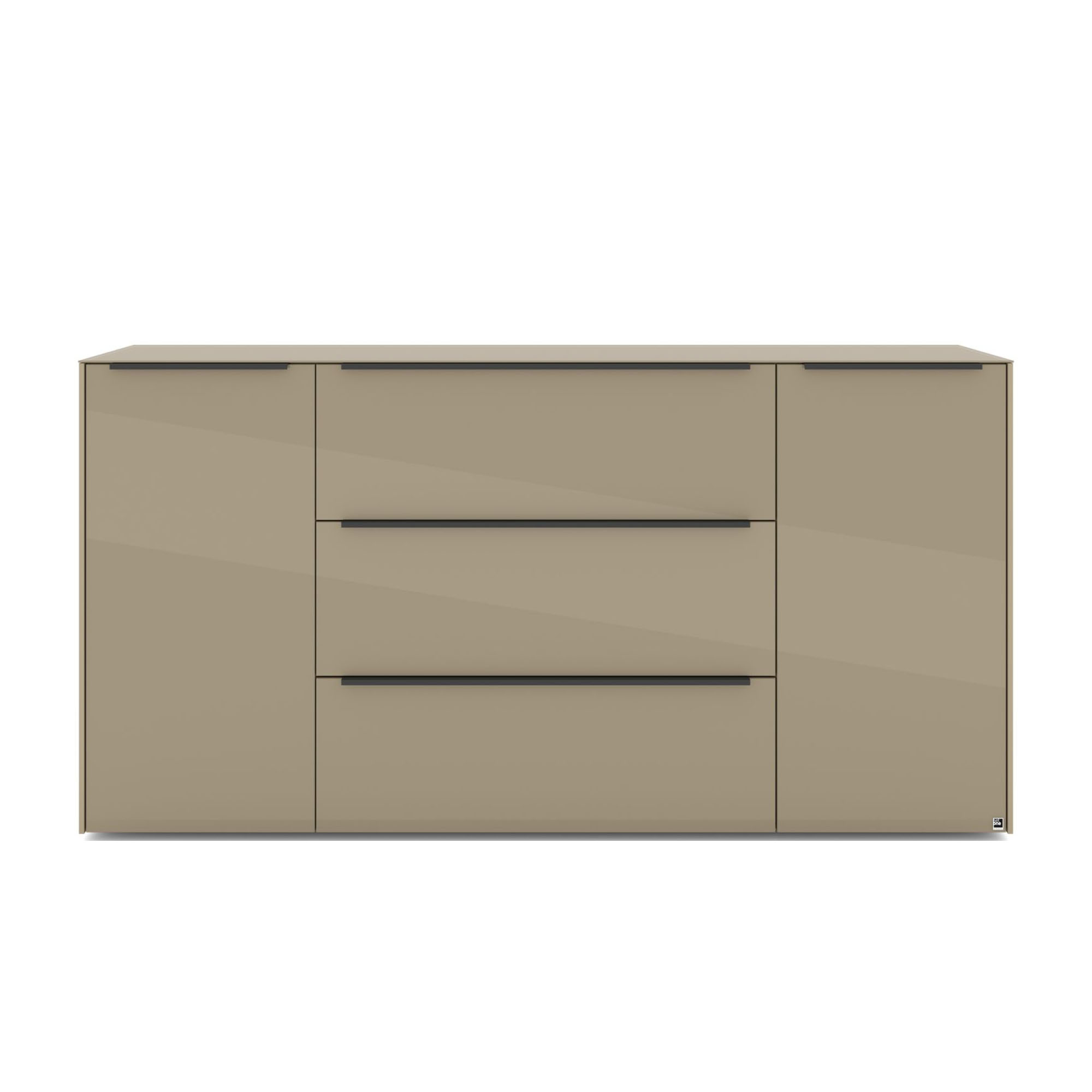Kommode 2-trg/2 Schübe in Taupe glanz 182x94x42 cm