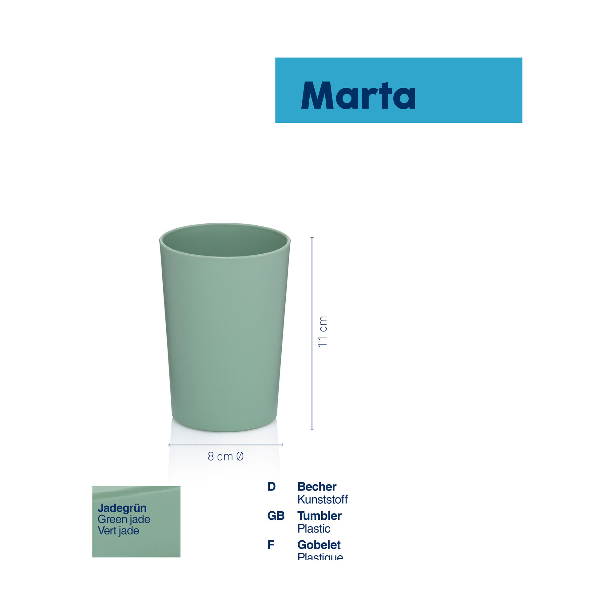 Becher Kela Marta Kunststoff jadegrün 11,0cm 8,0cmØ