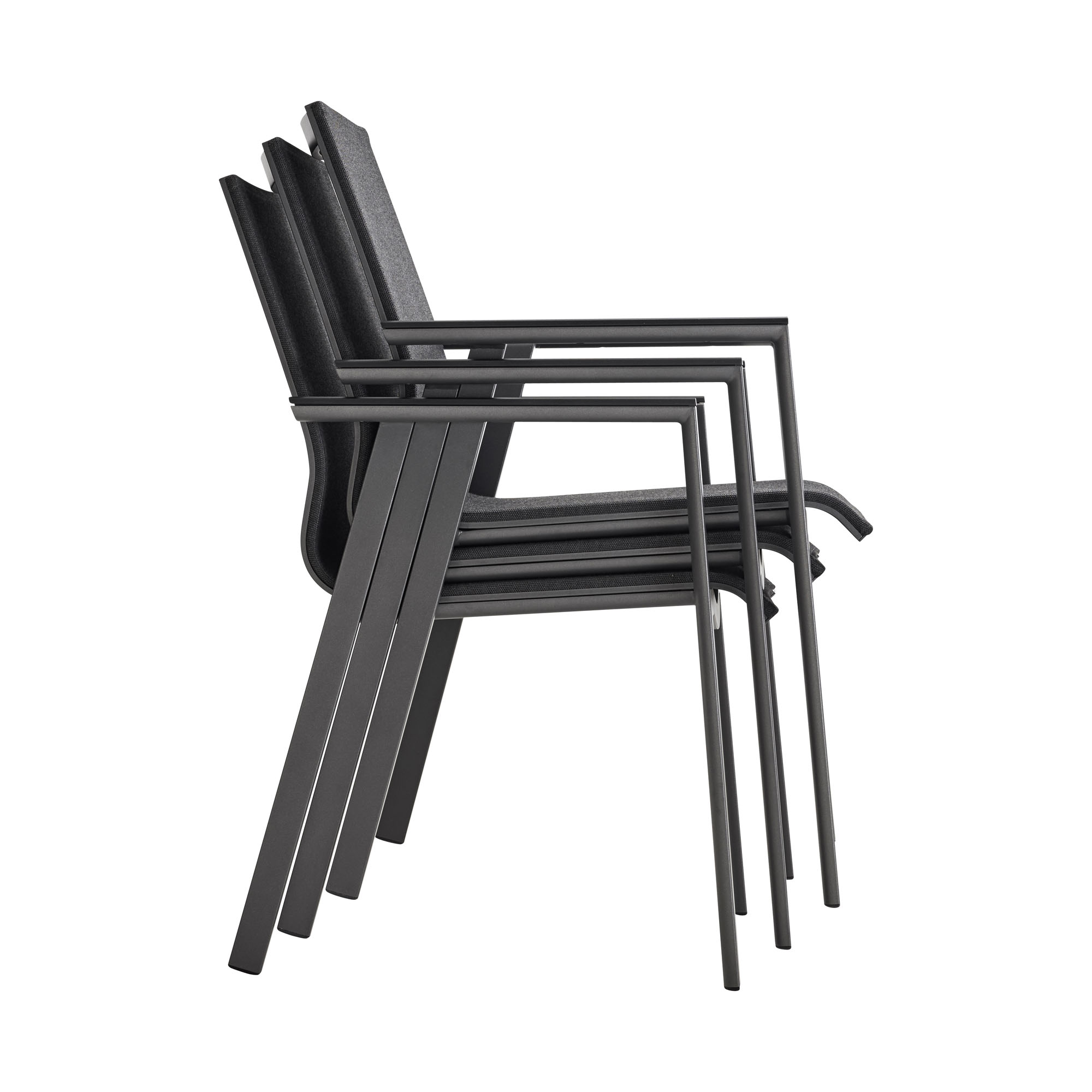 Stapelsessel Alu anthracite mit Alu Armlehnen Onlay black / softex coal