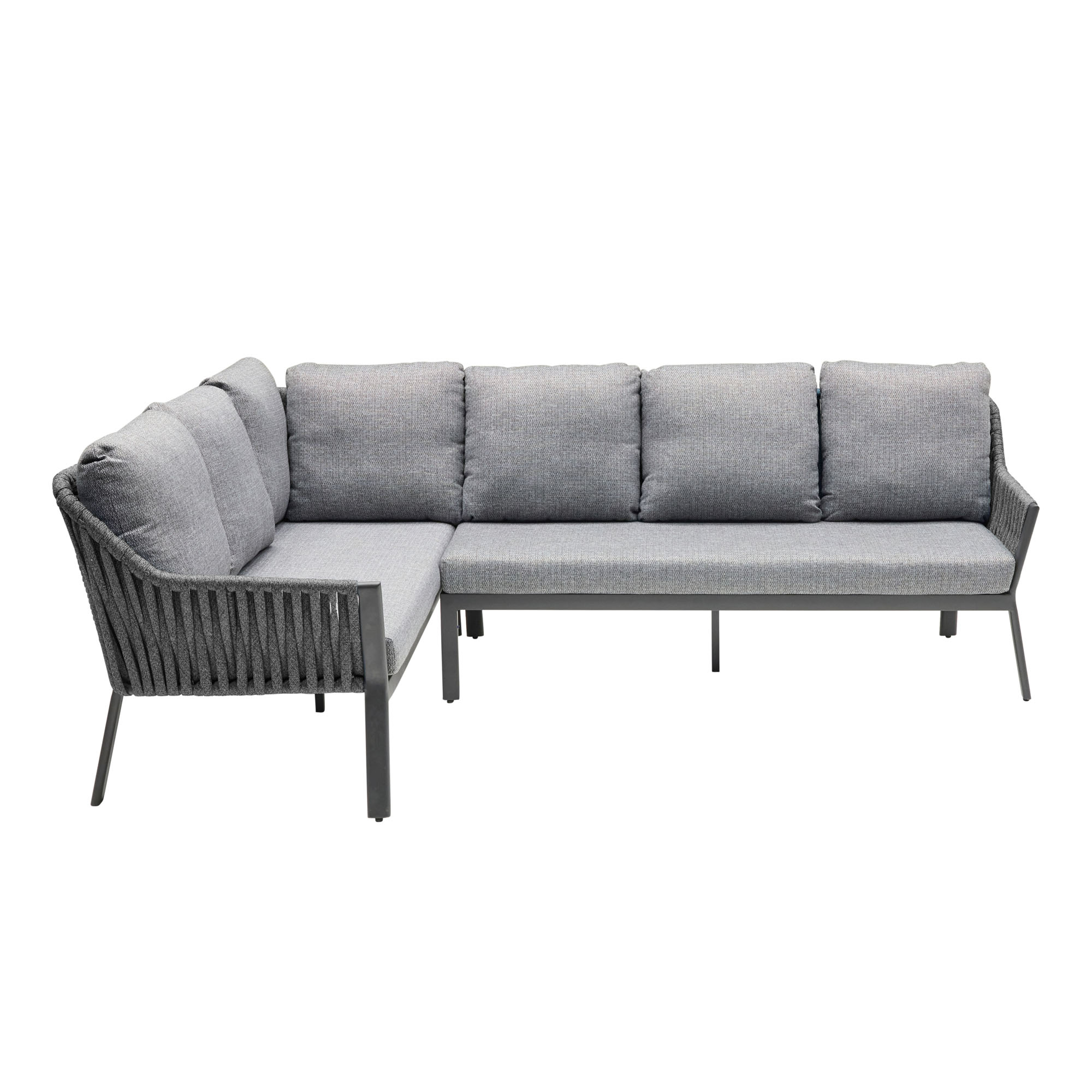Ecklounge mit Sitz und Rückenpolstern in seitlicher Ansicht