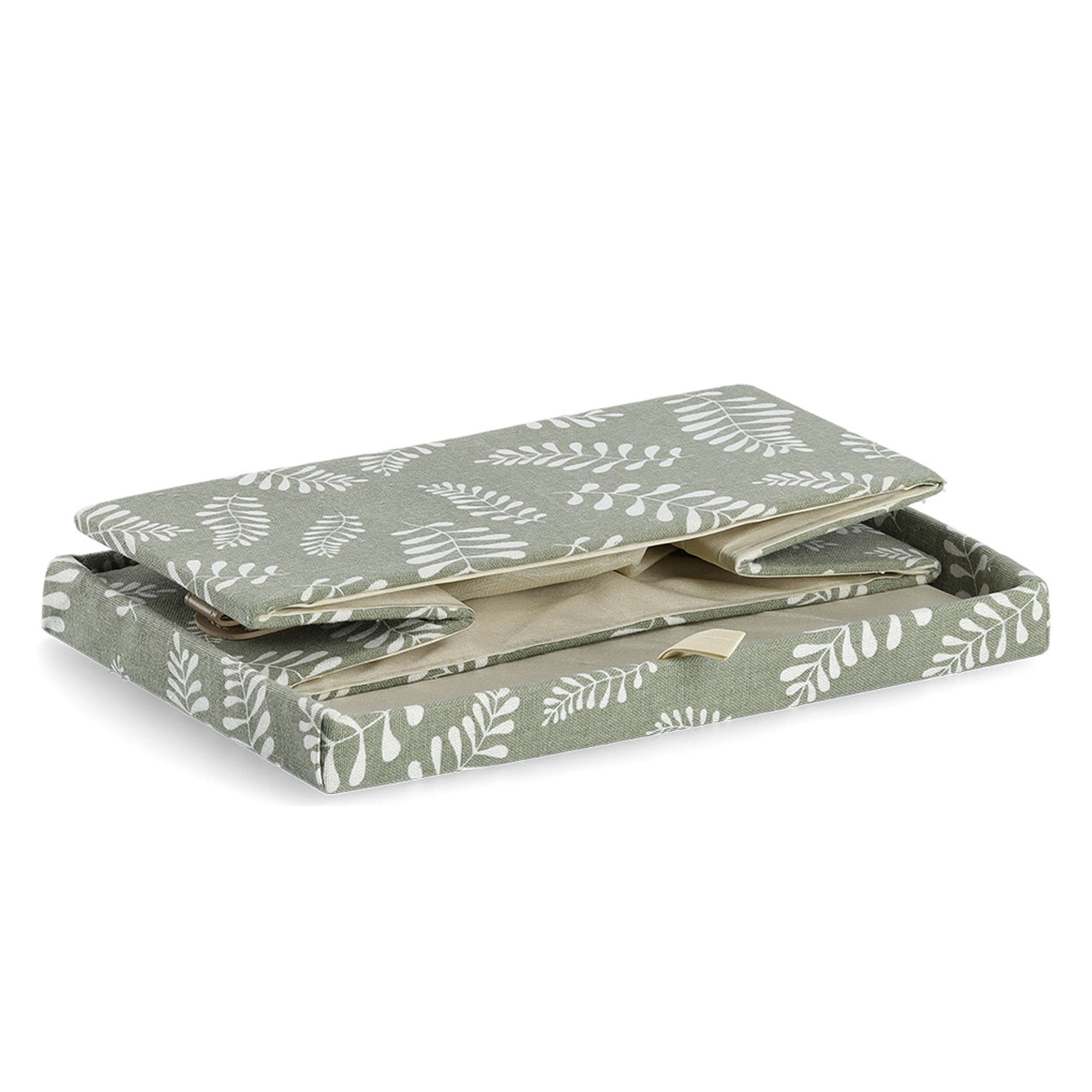 Zusätzliche Produktansicht: Zeller Aufbewahrungsbox "Leaves"; Farbe grün; Material Baumwolle/Polyester; Maße ca. 28 × 19 × 13 cm.