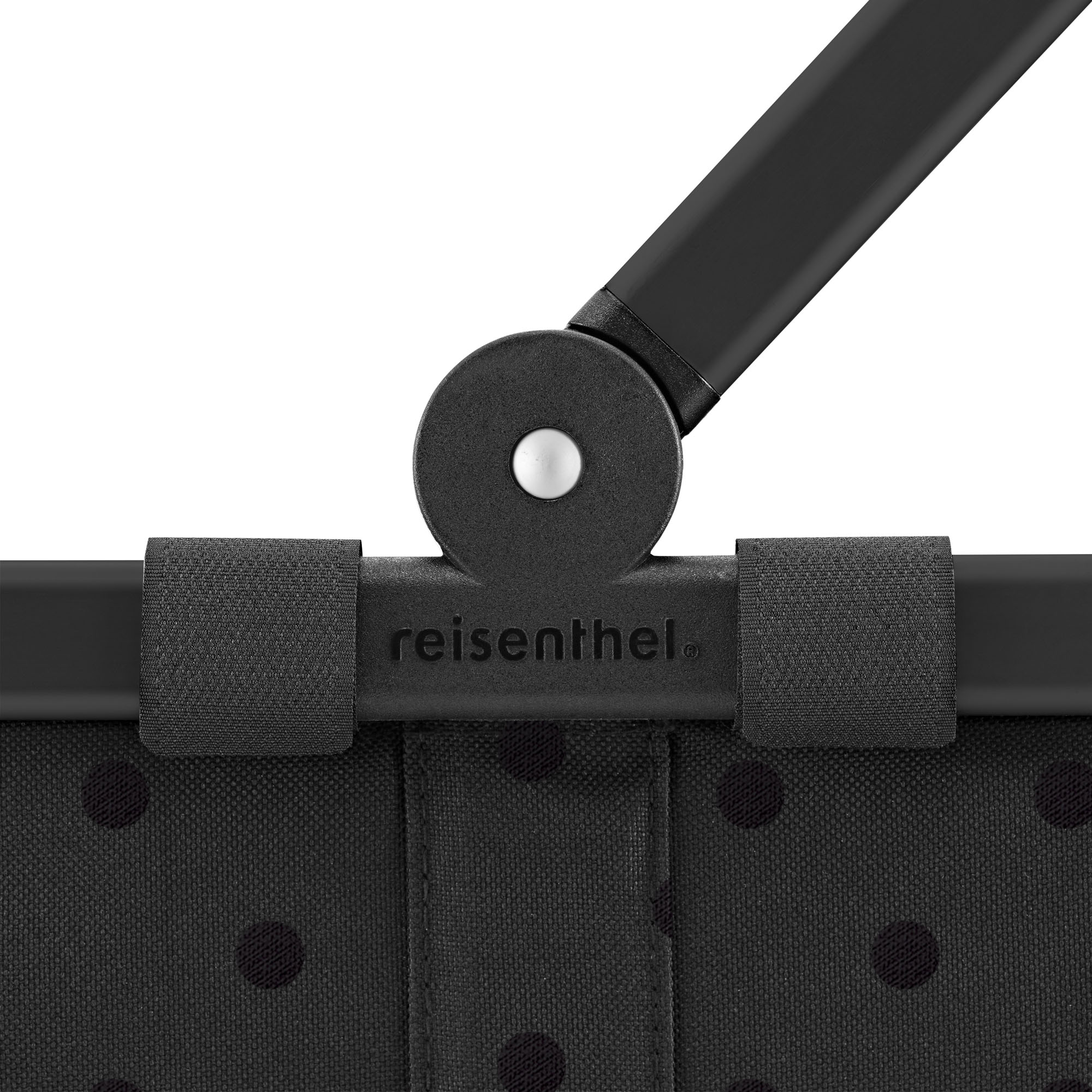 Detailaufnahme des schwarzen Reisenthel Carrybag mit gepolstertem Griff und Markenlogo