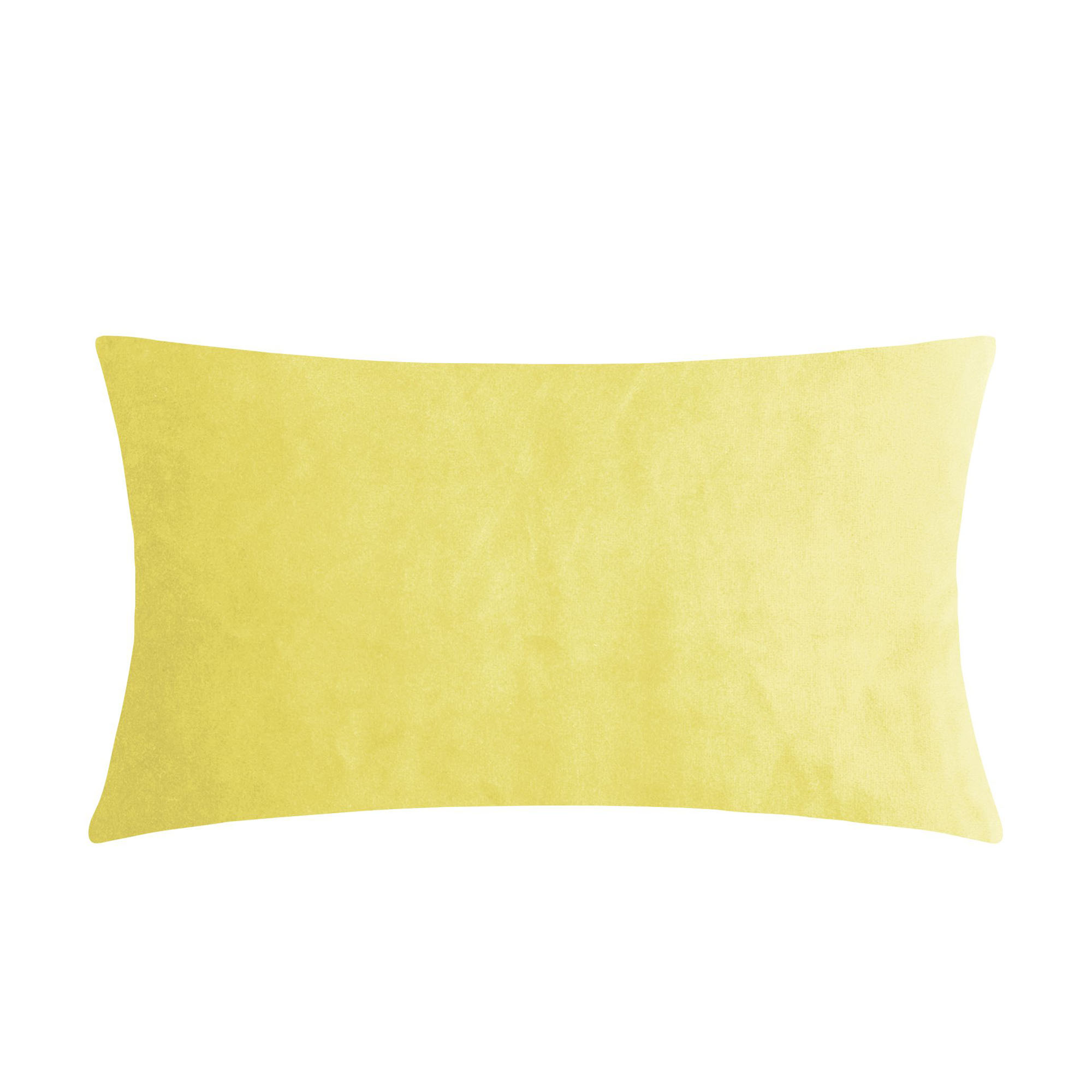 Kissenhülle Smooth in Gelb, 25 × 50 cm, frontal freigestellt mit einfarbiger samtig wirkender Oberfläche.
