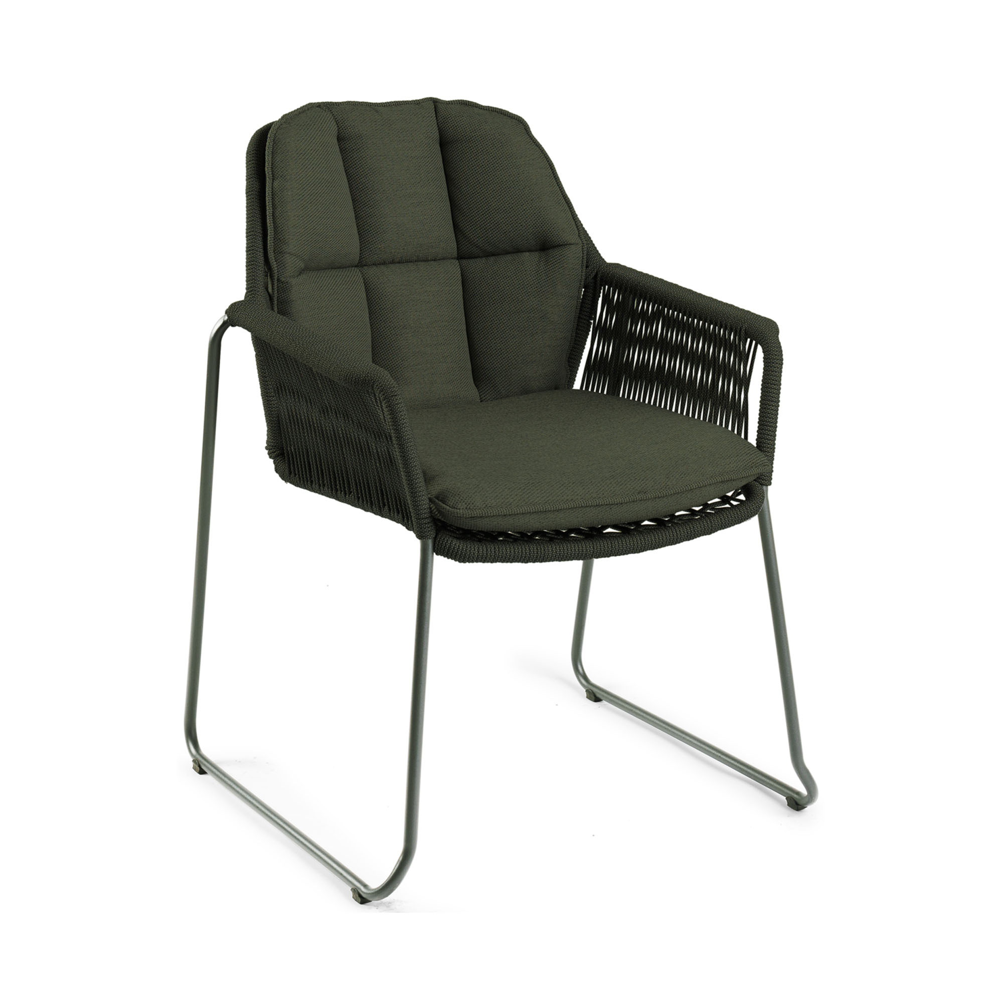 Dining Chair mit Gestell in Dark Green und Sitz-/Rückenbezug in Moss, Frontansicht