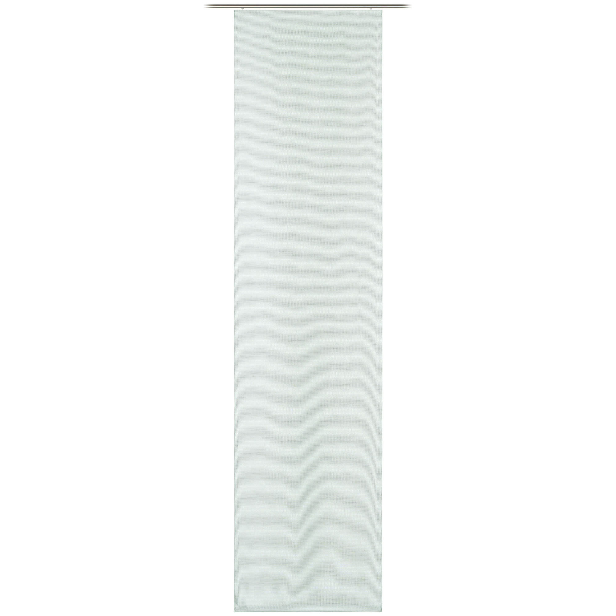 Schiebevorhang Modell Belmondo Allover in Salbei, hängend dargestellt, ca. 60 × 245 cm.