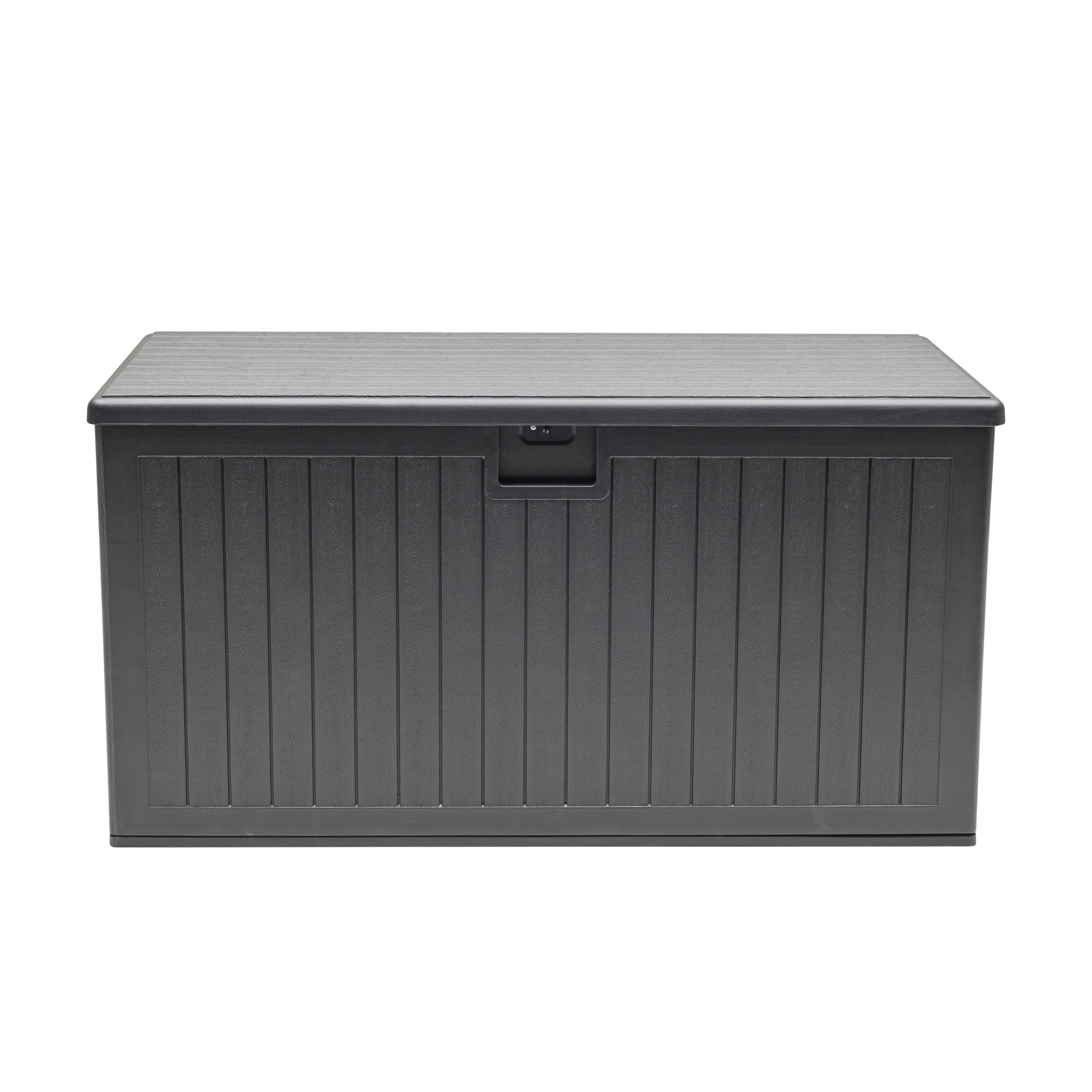 Rechteckige Aufbewahrungsbox mit geschlossenem Deckel von vorne