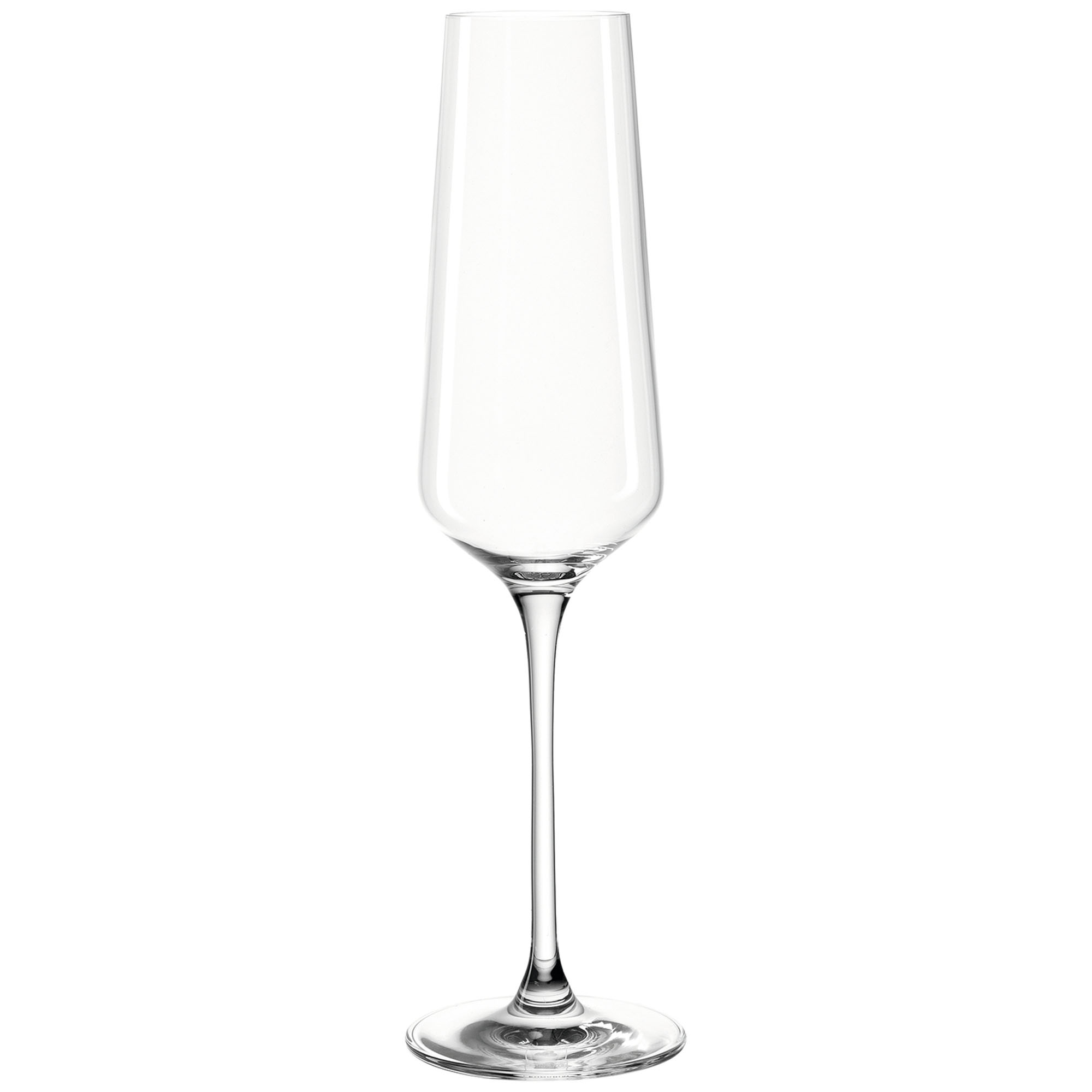 Schlankes Sektglas aus klarem Glas mit langem Stiel und schmalem Kelch