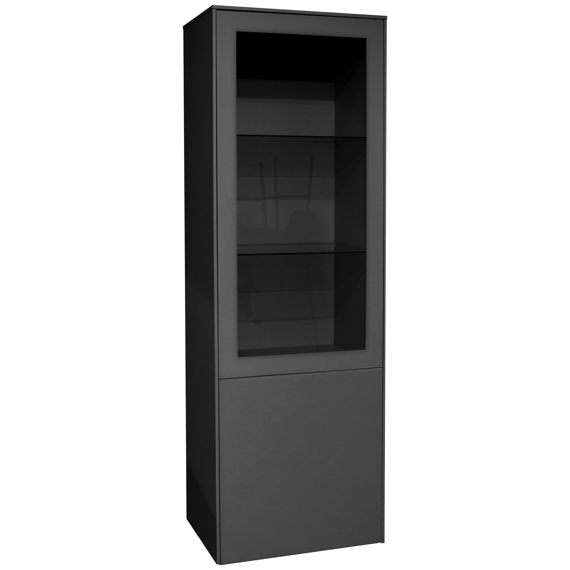 Standvitrine rechts anthrazit matt lack NB / glas anthrazit glanz 61x179x42 cm